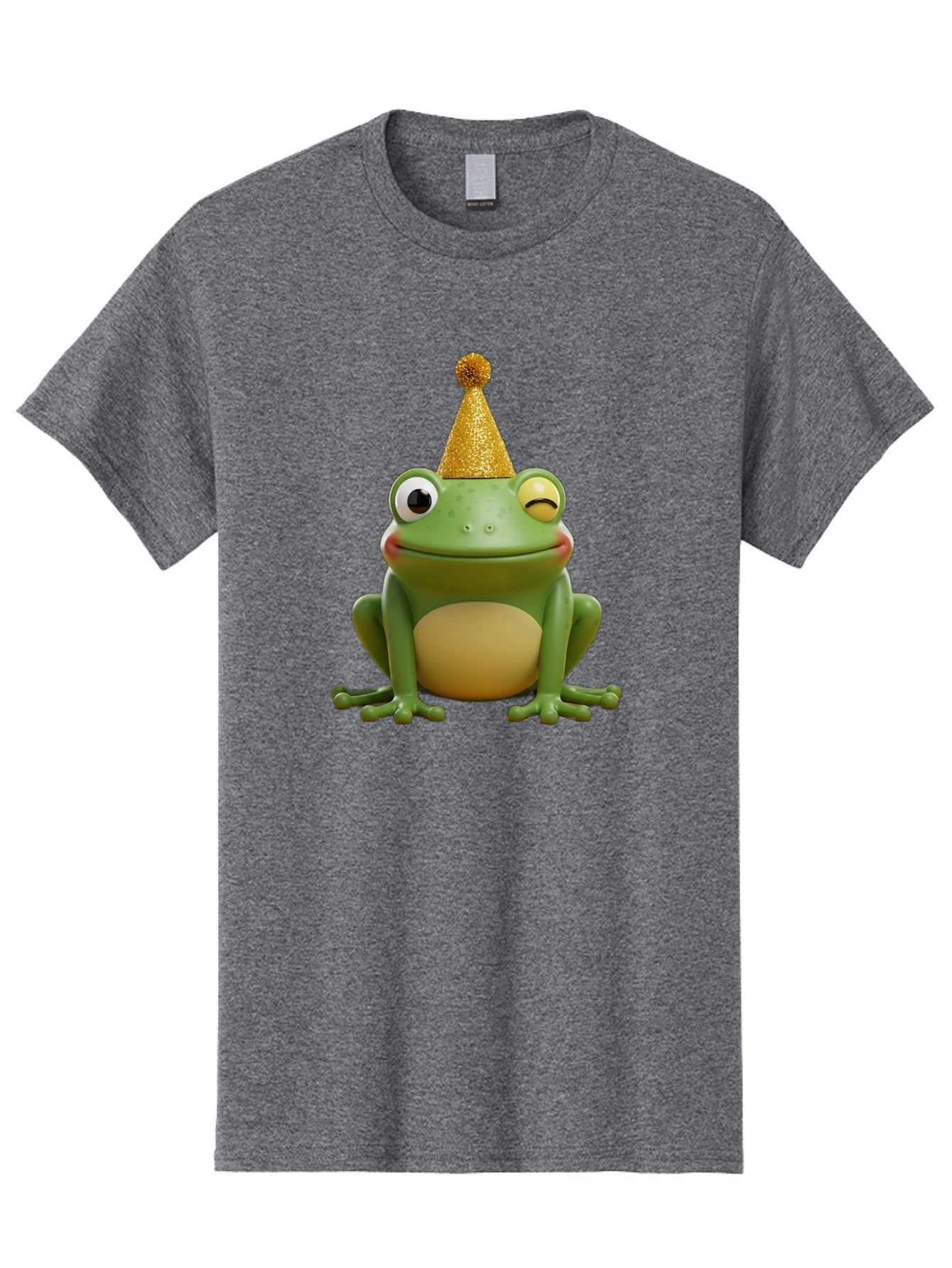 Party-Frog-5 Men'S Graphic Tee, 100% Cotton, Comfortable Casual Summer Wear, Machine Washable, Funny Cartoon Frog, Party Hat, Gold Confetti Hat, Celebration, Happiness, Cute Amphibian, Party Animal, Humorous Illustration, Whimsical Design, Bac213 12