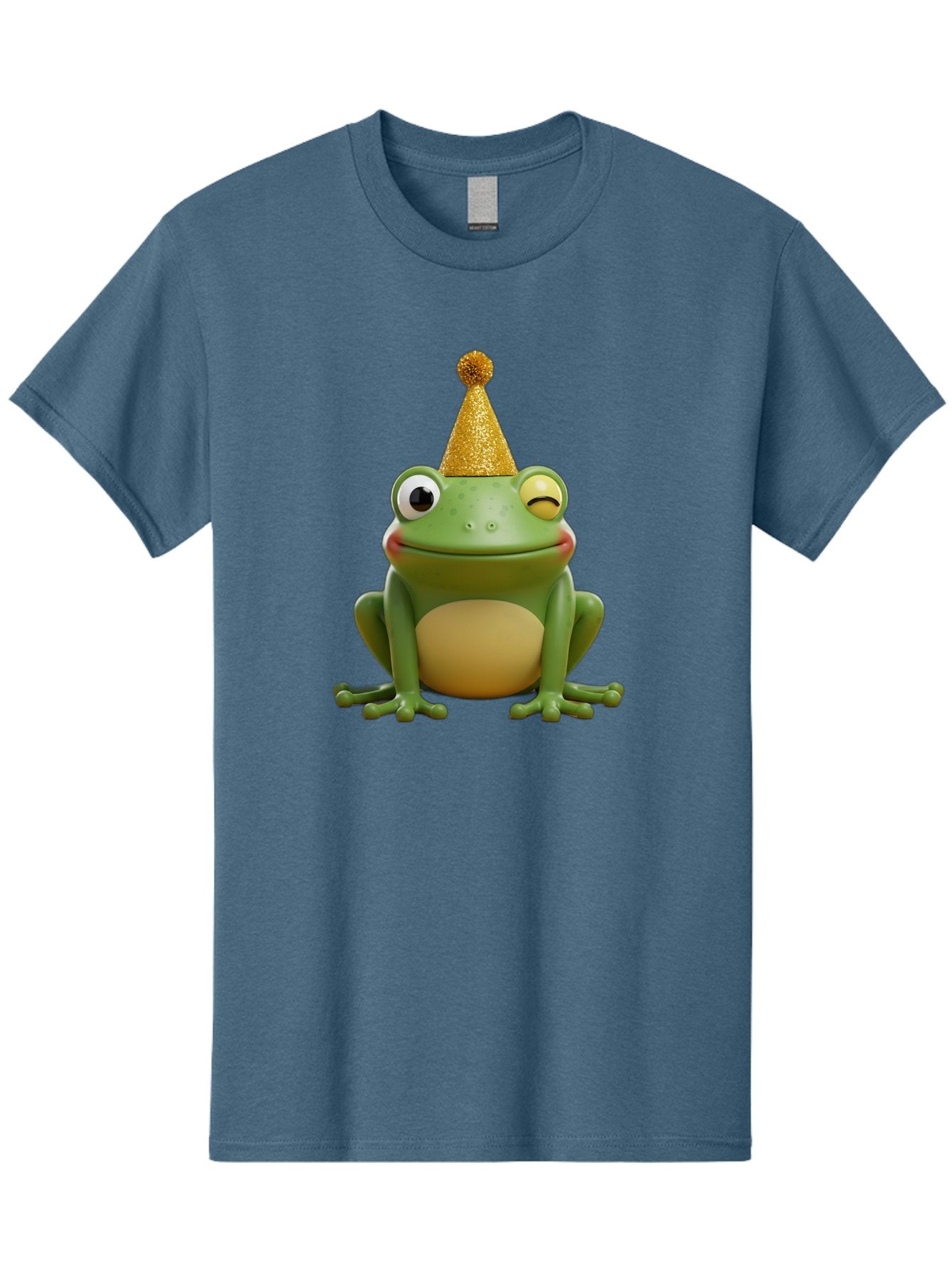Party-Frog-5 Men'S Graphic Tee, 100% Cotton, Comfortable Casual Summer Wear, Machine Washable, Funny Cartoon Frog, Party Hat, Gold Confetti Hat, Celebration, Happiness, Cute Amphibian, Party Animal, Humorous Illustration, Whimsical Design, Bac213 8