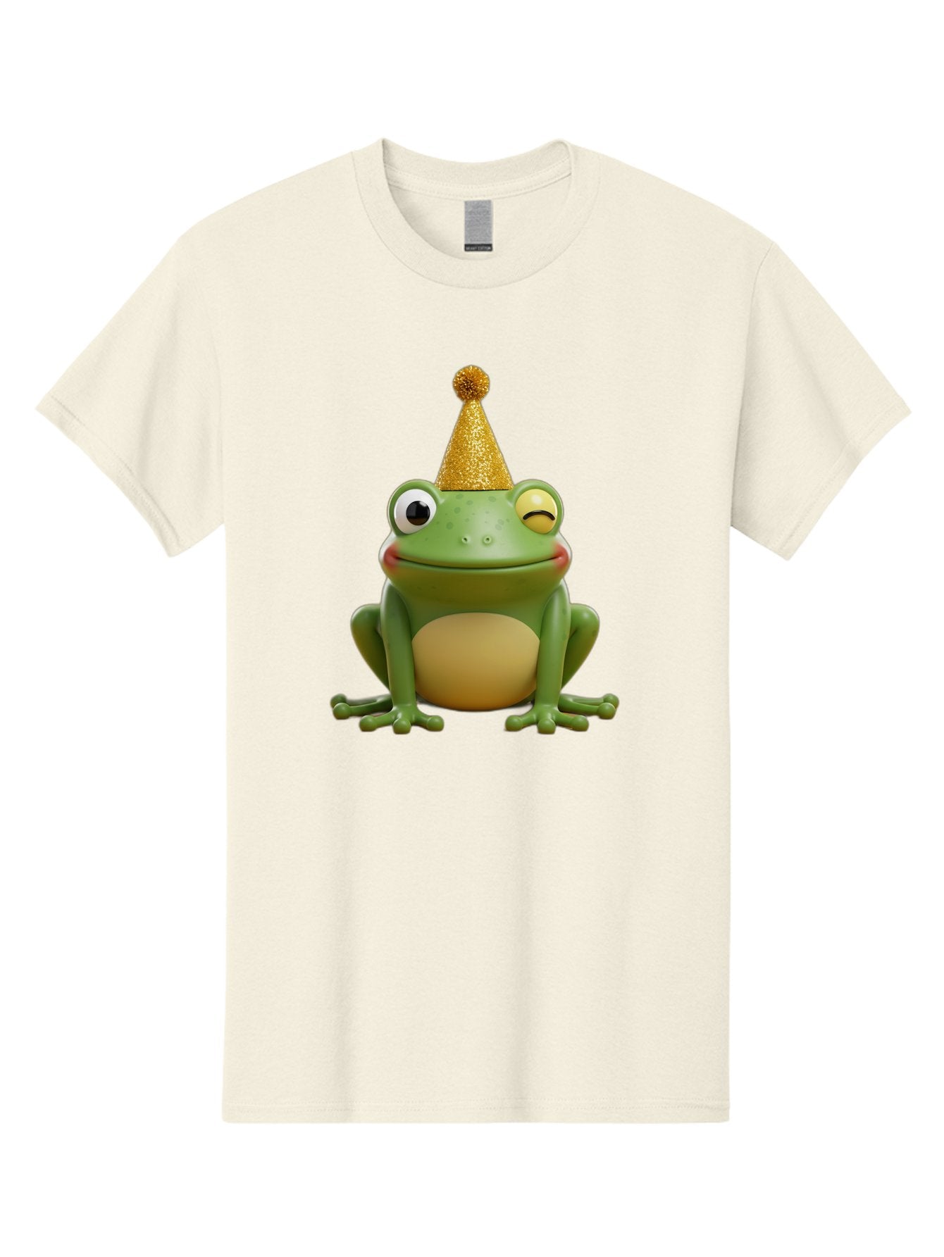 Party-Frog-5 Men'S Graphic Tee, 100% Cotton, Comfortable Casual Summer Wear, Machine Washable, Funny Cartoon Frog, Party Hat, Gold Confetti Hat, Celebration, Happiness, Cute Amphibian, Party Animal, Humorous Illustration, Whimsical Design, Bac213 5