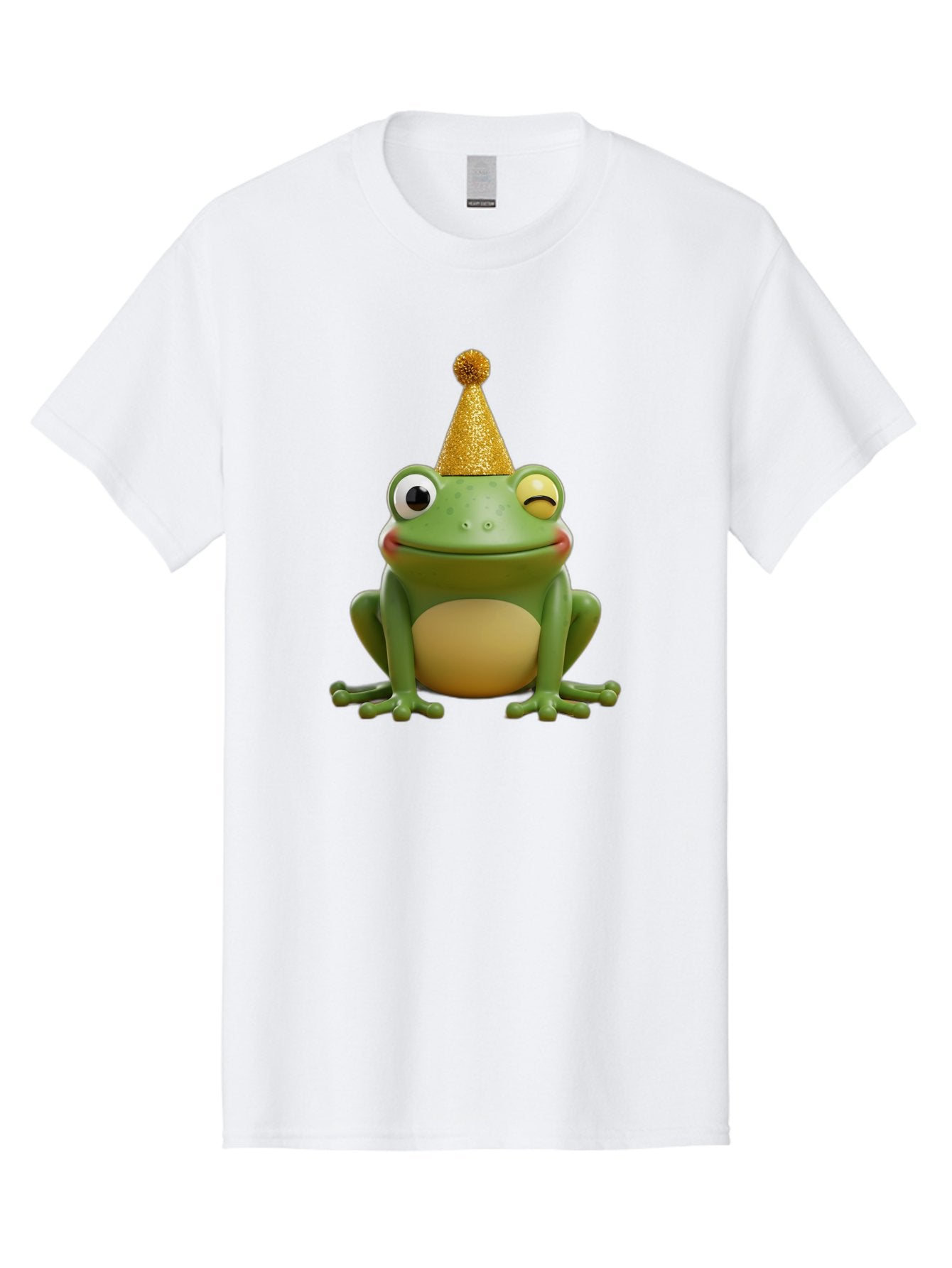 Party-Frog-5 Men'S Graphic Tee, 100% Cotton, Comfortable Casual Summer Wear, Machine Washable, Funny Cartoon Frog, Party Hat, Gold Confetti Hat, Celebration, Happiness, Cute Amphibian, Party Animal, Humorous Illustration, Whimsical Design, Bac213 13