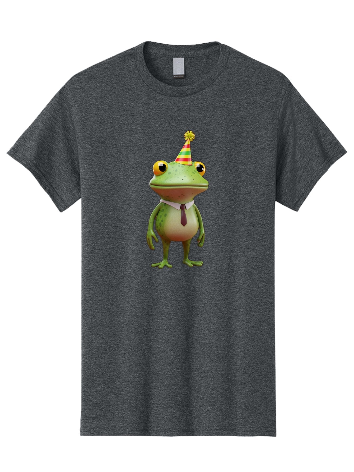 Party-Frog Men'S Graphic Tee, 100% Cotton, Comfortable Casual Summer Wear, Machine Washable, Funny Cartoon Frog, Party Hat, Festive Atmosphere, Celebration Mode, Comical Character, Animated Creature, Joyful Expression, Playful Vibe, Bac215 8