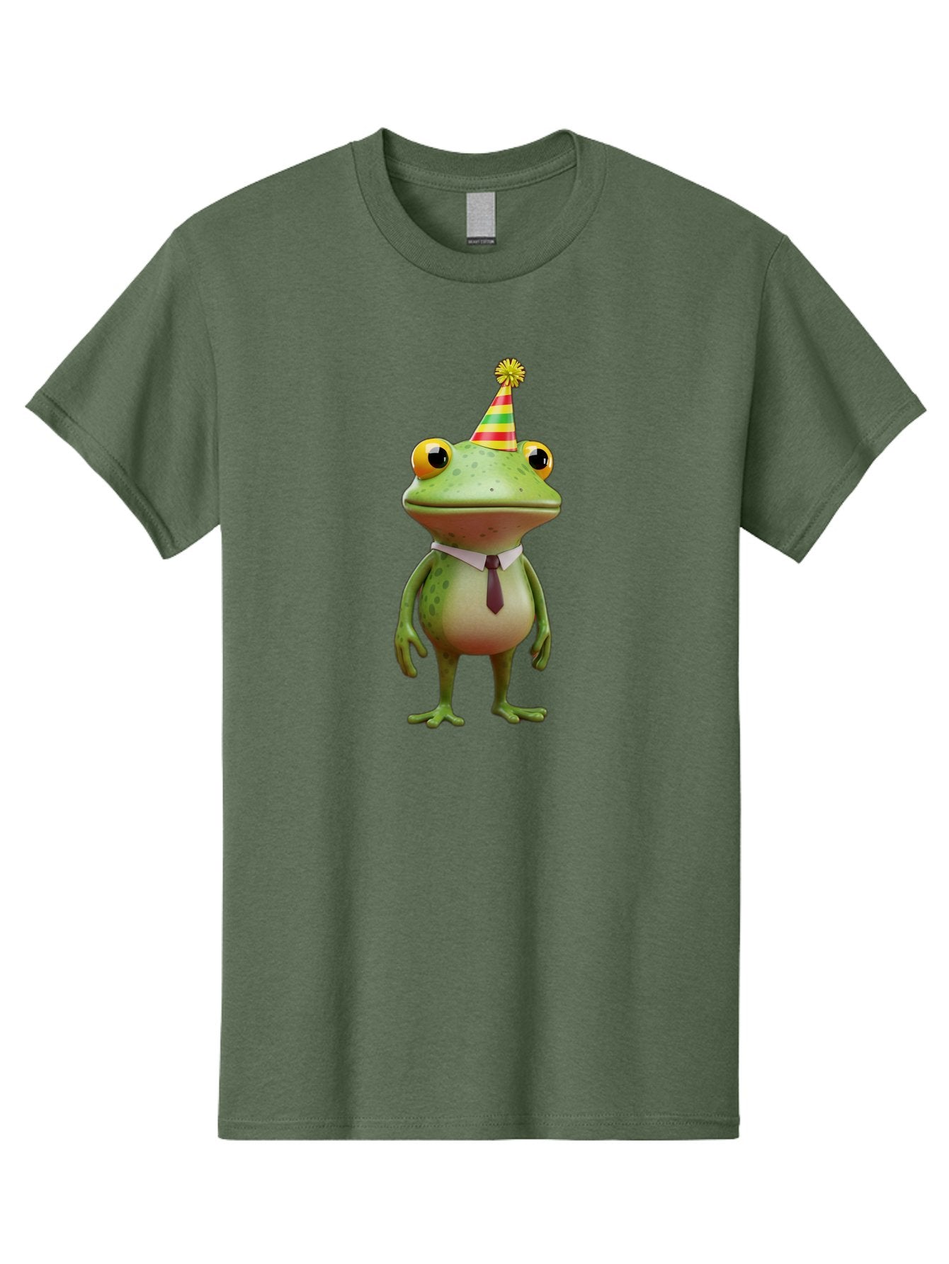 Party-Frog Men'S Graphic Tee, 100% Cotton, Comfortable Casual Summer Wear, Machine Washable, Funny Cartoon Frog, Party Hat, Festive Atmosphere, Celebration Mode, Comical Character, Animated Creature, Joyful Expression, Playful Vibe, Bac215 6