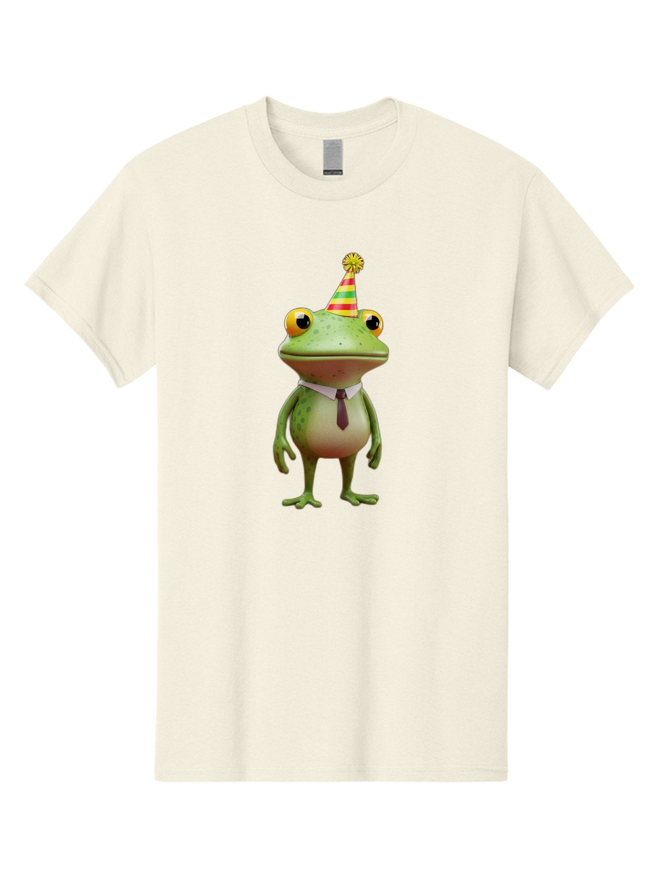 Party-Frog Men'S Graphic Tee, 100% Cotton, Comfortable Casual Summer Wear, Machine Washable, Funny Cartoon Frog, Party Hat, Festive Atmosphere, Celebration Mode, Comical Character, Animated Creature, Joyful Expression, Playful Vibe, Bac215 12