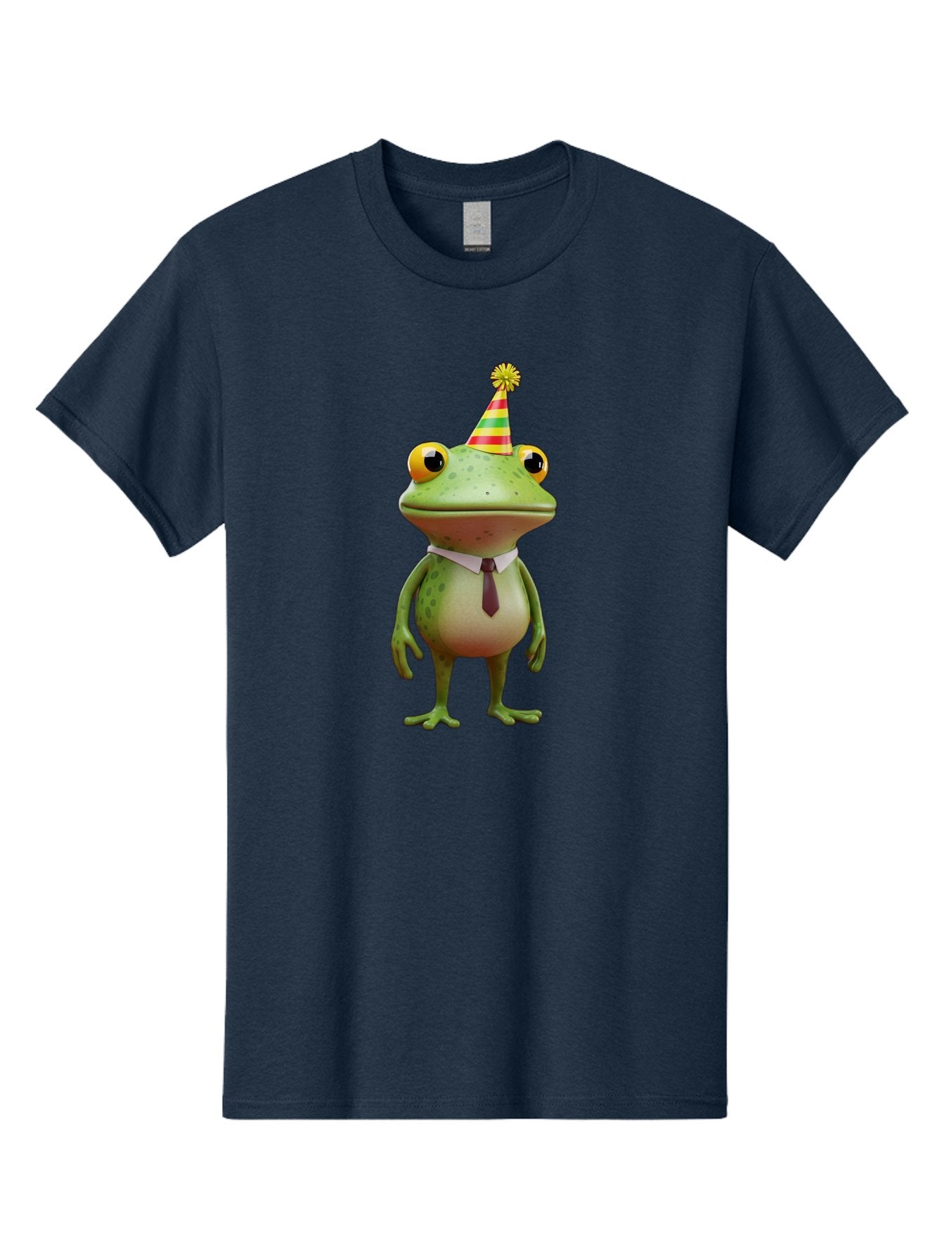 Party-Frog Men'S Graphic Tee, 100% Cotton, Comfortable Casual Summer Wear, Machine Washable, Funny Cartoon Frog, Party Hat, Festive Atmosphere, Celebration Mode, Comical Character, Animated Creature, Joyful Expression, Playful Vibe, Bac215 15