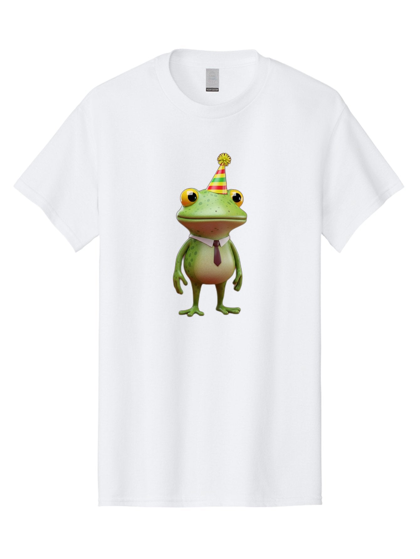 Party-Frog Men'S Graphic Tee, 100% Cotton, Comfortable Casual Summer Wear, Machine Washable, Funny Cartoon Frog, Party Hat, Festive Atmosphere, Celebration Mode, Comical Character, Animated Creature, Joyful Expression, Playful Vibe, Bac215 4