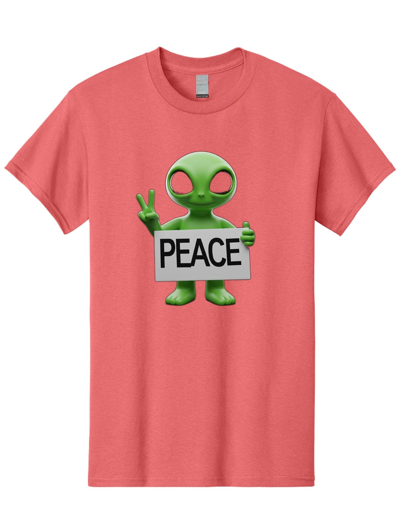 Peace-Alien Men'S Graphic Tee, 100% Cotton, Comfortable Casual Summer Wear, Machine Washable, Alien Holding Peace Sign, Extraterrestrial Being, Peace Symbol, Harmony, Unity, Alien Character, Positive Vibes, 3D Rendering, Funny Alien, Bac217 13