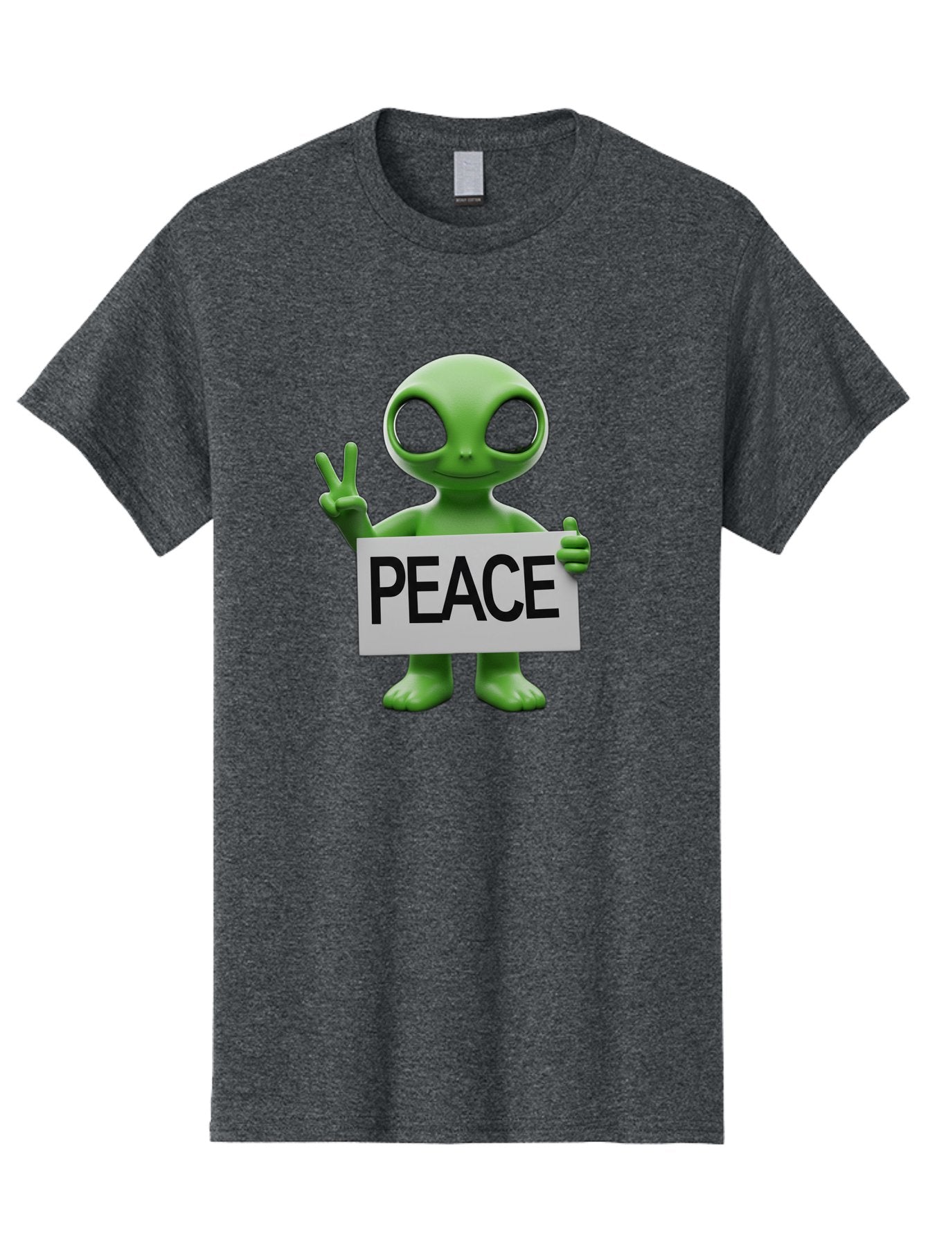 Peace-Alien Men'S Graphic Tee, 100% Cotton, Comfortable Casual Summer Wear, Machine Washable, Alien Holding Peace Sign, Extraterrestrial Being, Peace Symbol, Harmony, Unity, Alien Character, Positive Vibes, 3D Rendering, Funny Alien, Bac217 9