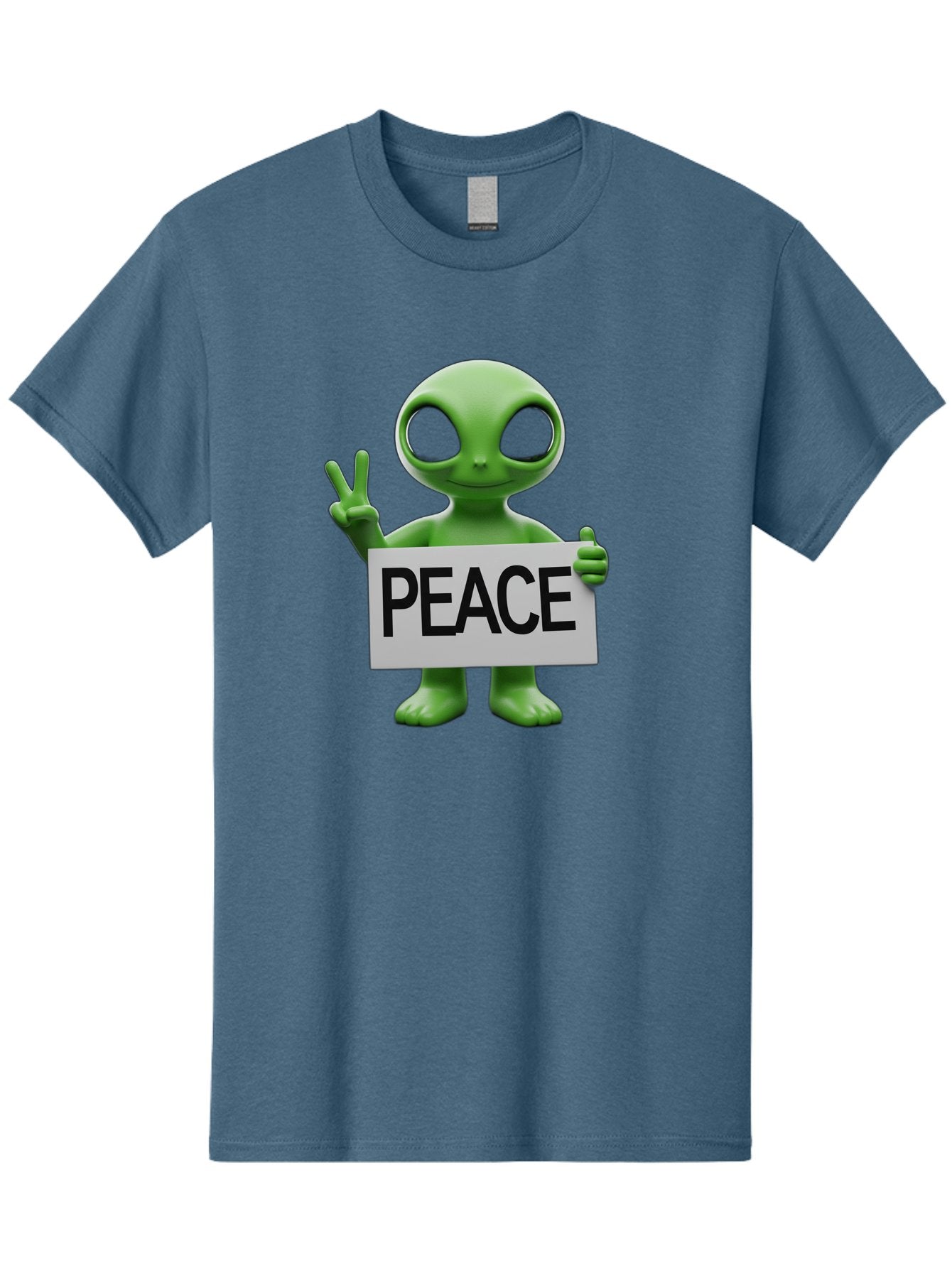 Peace-Alien Men'S Graphic Tee, 100% Cotton, Comfortable Casual Summer Wear, Machine Washable, Alien Holding Peace Sign, Extraterrestrial Being, Peace Symbol, Harmony, Unity, Alien Character, Positive Vibes, 3D Rendering, Funny Alien, Bac217 10