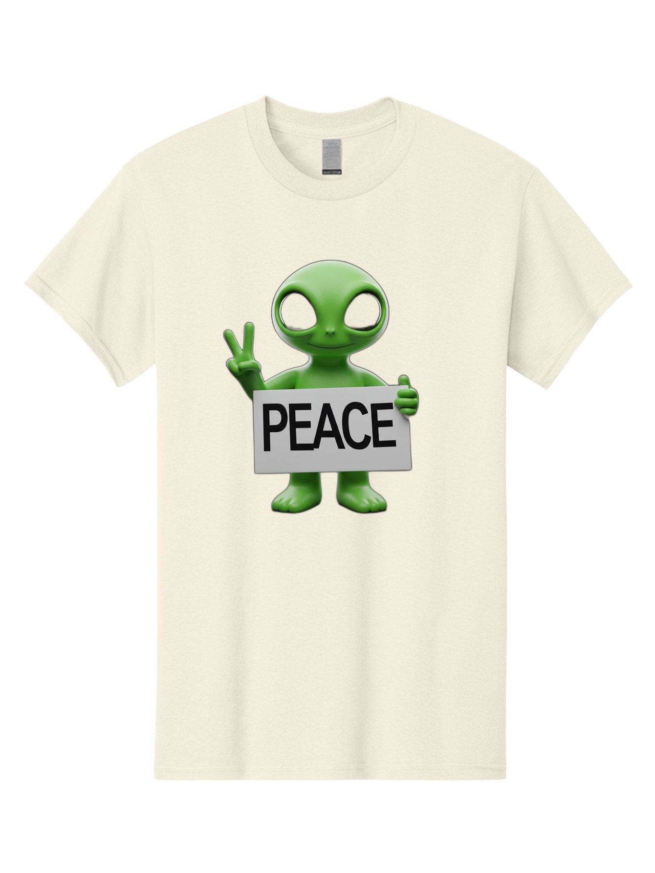 Peace-Alien Men'S Graphic Tee, 100% Cotton, Comfortable Casual Summer Wear, Machine Washable, Alien Holding Peace Sign, Extraterrestrial Being, Peace Symbol, Harmony, Unity, Alien Character, Positive Vibes, 3D Rendering, Funny Alien, Bac217 15