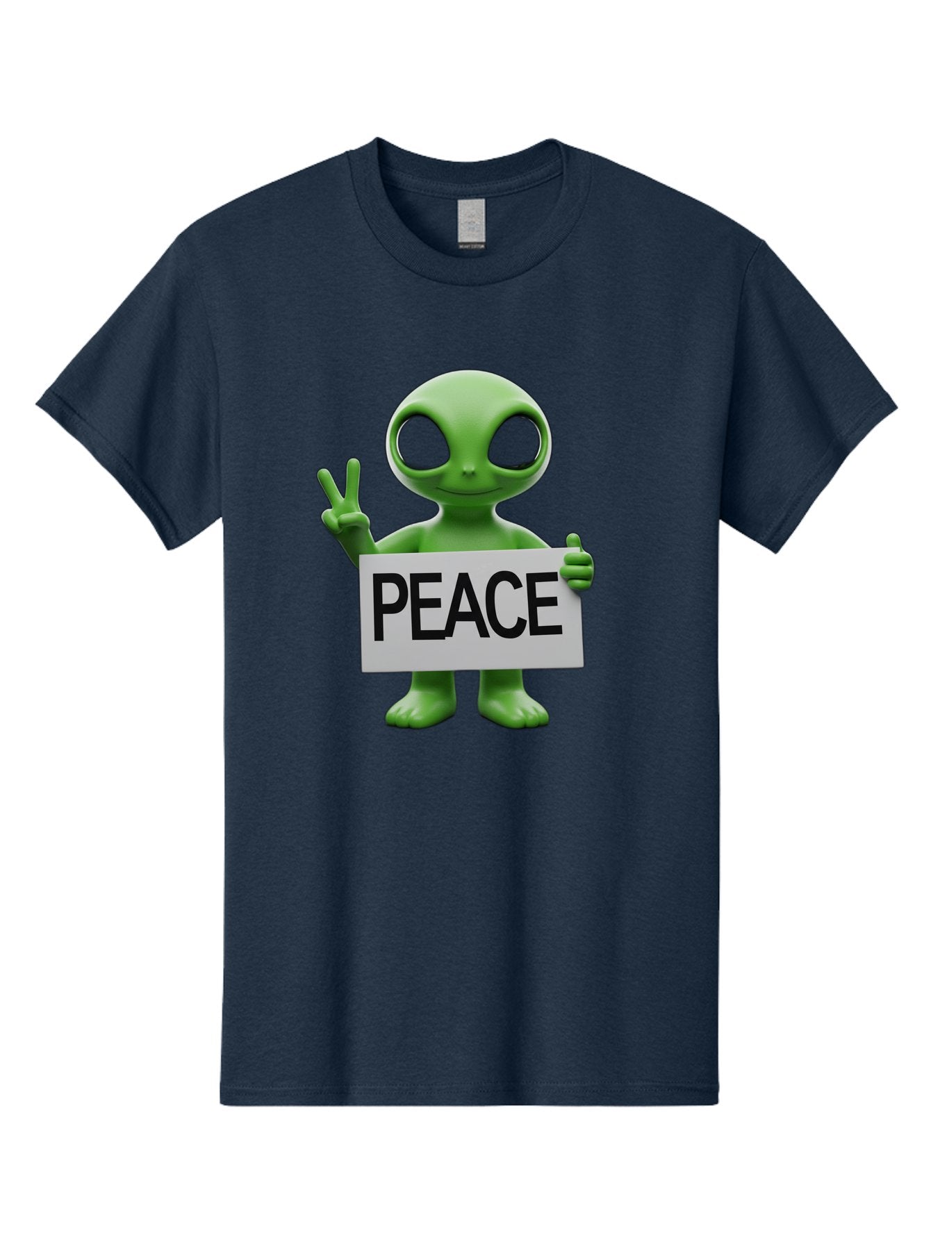 Peace-Alien Men'S Graphic Tee, 100% Cotton, Comfortable Casual Summer Wear, Machine Washable, Alien Holding Peace Sign, Extraterrestrial Being, Peace Symbol, Harmony, Unity, Alien Character, Positive Vibes, 3D Rendering, Funny Alien, Bac217 7