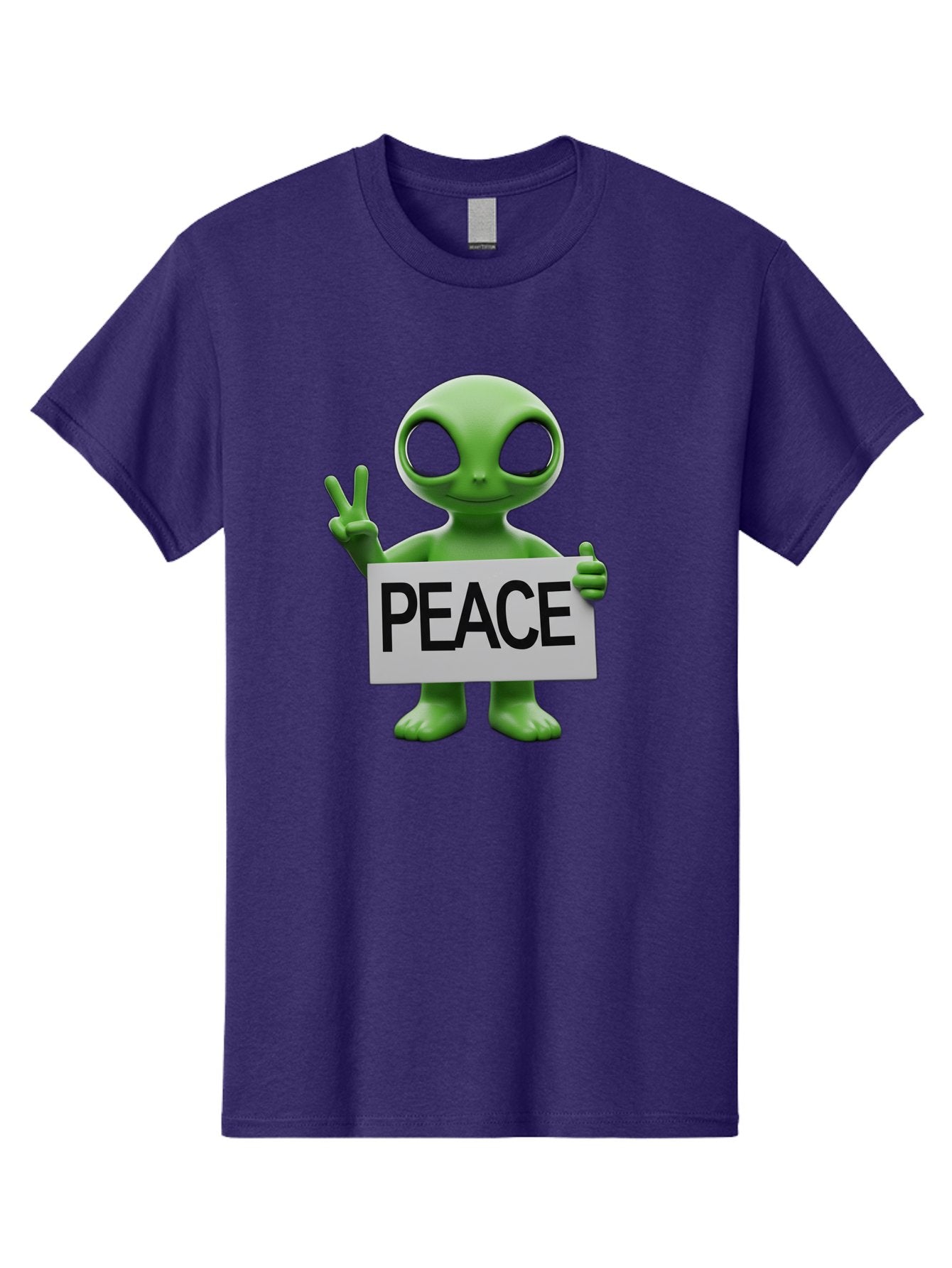 Peace-Alien Men'S Graphic Tee, 100% Cotton, Comfortable Casual Summer Wear, Machine Washable, Alien Holding Peace Sign, Extraterrestrial Being, Peace Symbol, Harmony, Unity, Alien Character, Positive Vibes, 3D Rendering, Funny Alien, Bac217 8