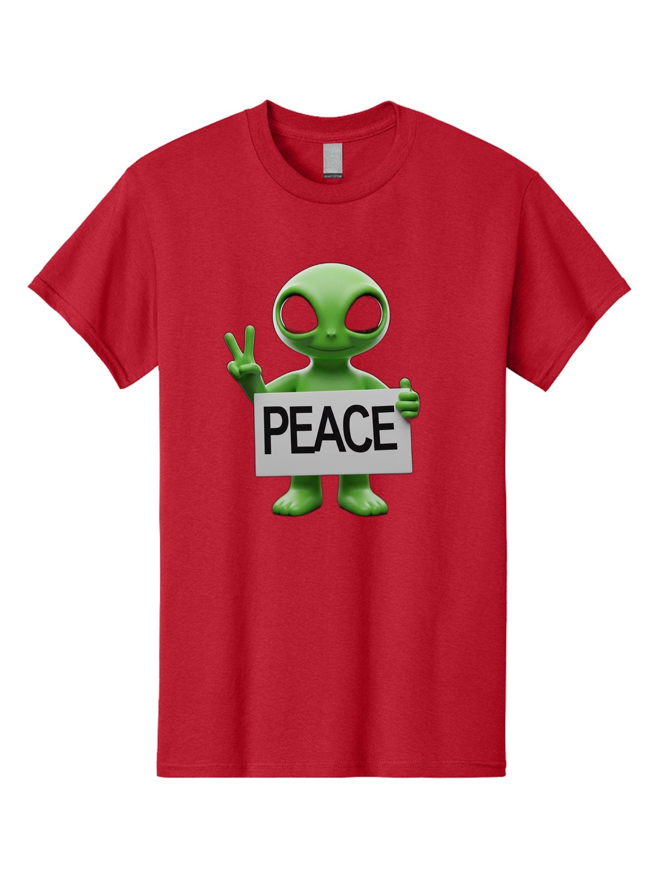 Peace-Alien Men'S Graphic Tee, 100% Cotton, Comfortable Casual Summer Wear, Machine Washable, Alien Holding Peace Sign, Extraterrestrial Being, Peace Symbol, Harmony, Unity, Alien Character, Positive Vibes, 3D Rendering, Funny Alien, Bac217 12