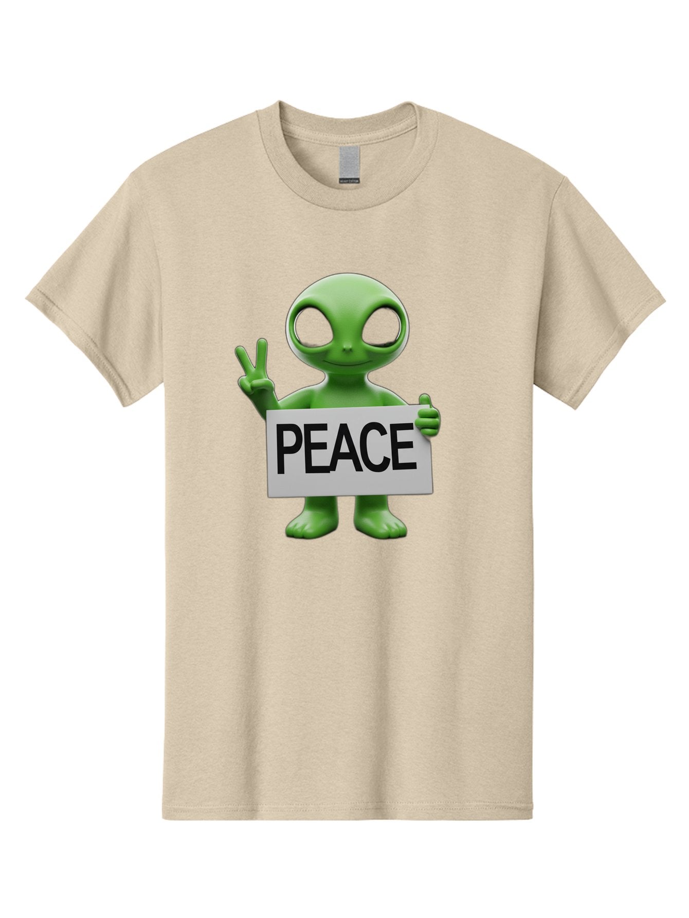 Peace-Alien Men'S Graphic Tee, 100% Cotton, Comfortable Casual Summer Wear, Machine Washable, Alien Holding Peace Sign, Extraterrestrial Being, Peace Symbol, Harmony, Unity, Alien Character, Positive Vibes, 3D Rendering, Funny Alien, Bac217 6