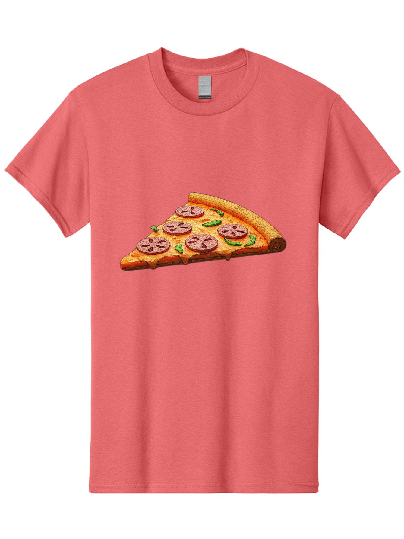 Pepperoni-Pizza-Slice-1 Men'S Graphic Tee, 100% Cotton, Comfortable Casual Summer Wear, Machine Washable, Pepperoni Pizza Slice, Melted Cheese, Pepperoni Slices, Jalapeno Peppers, Cartoon-Style Pizza, Food Illustration, Savory Treat Bac219 4