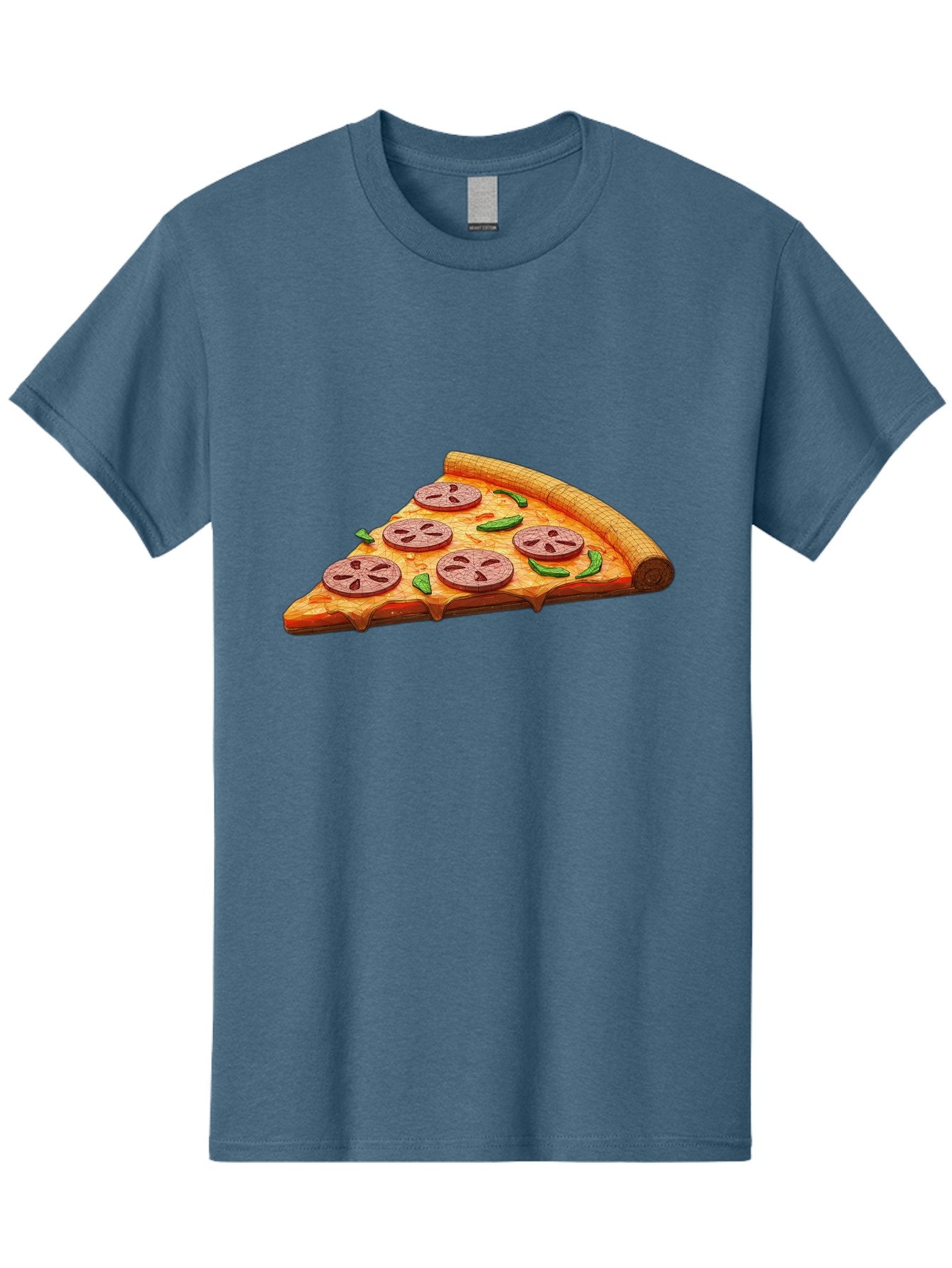 Pepperoni-Pizza-Slice-1 Men'S Graphic Tee, 100% Cotton, Comfortable Casual Summer Wear, Machine Washable, Pepperoni Pizza Slice, Melted Cheese, Pepperoni Slices, Jalapeno Peppers, Cartoon-Style Pizza, Food Illustration, Savory Treat Bac219 3