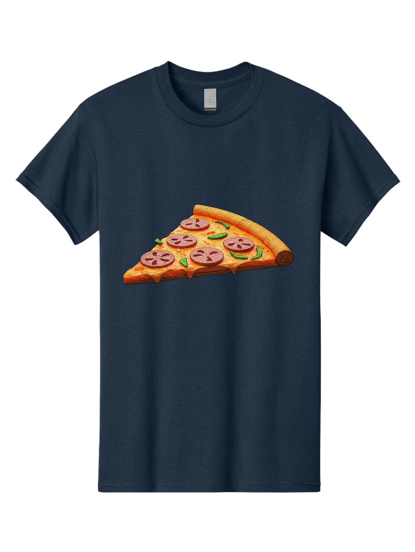 Pepperoni-Pizza-Slice-1 Men'S Graphic Tee, 100% Cotton, Comfortable Casual Summer Wear, Machine Washable, Pepperoni Pizza Slice, Melted Cheese, Pepperoni Slices, Jalapeno Peppers, Cartoon-Style Pizza, Food Illustration, Savory Treat Bac219 6