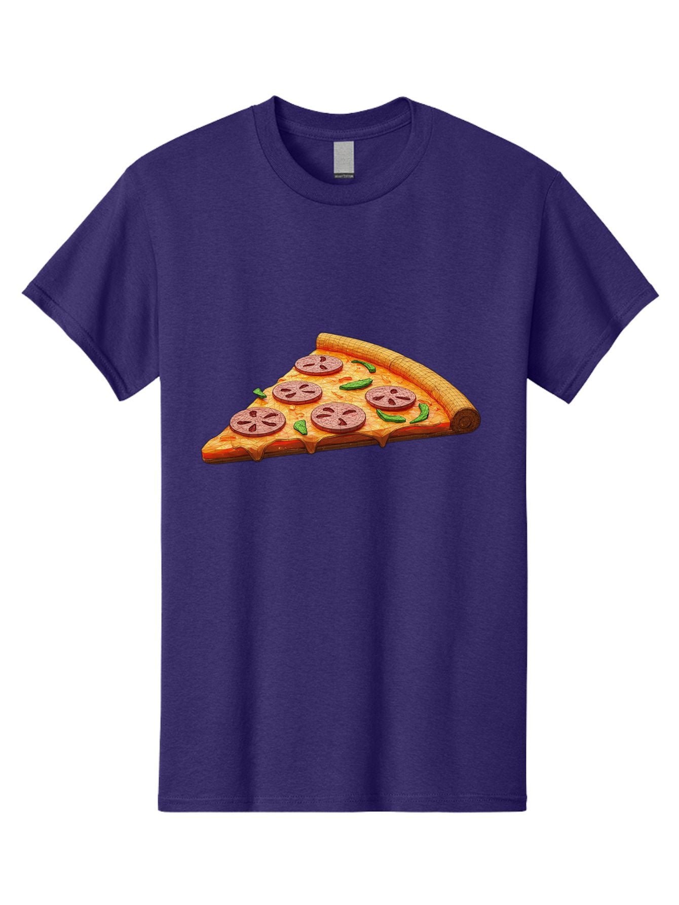 Pepperoni-Pizza-Slice-1 Men'S Graphic Tee, 100% Cotton, Comfortable Casual Summer Wear, Machine Washable, Pepperoni Pizza Slice, Melted Cheese, Pepperoni Slices, Jalapeno Peppers, Cartoon-Style Pizza, Food Illustration, Savory Treat Bac219 5
