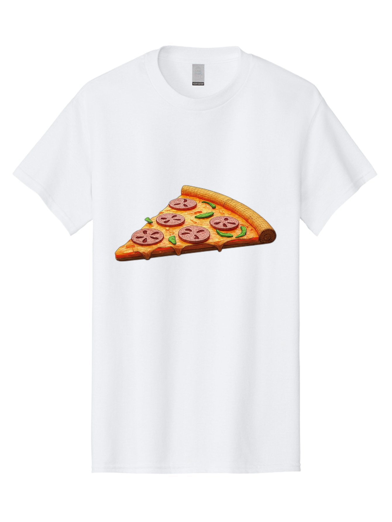 Pepperoni-Pizza-Slice-1 Men'S Graphic Tee, 100% Cotton, Comfortable Casual Summer Wear, Machine Washable, Pepperoni Pizza Slice, Melted Cheese, Pepperoni Slices, Jalapeno Peppers, Cartoon-Style Pizza, Food Illustration, Savory Treat Bac219 11