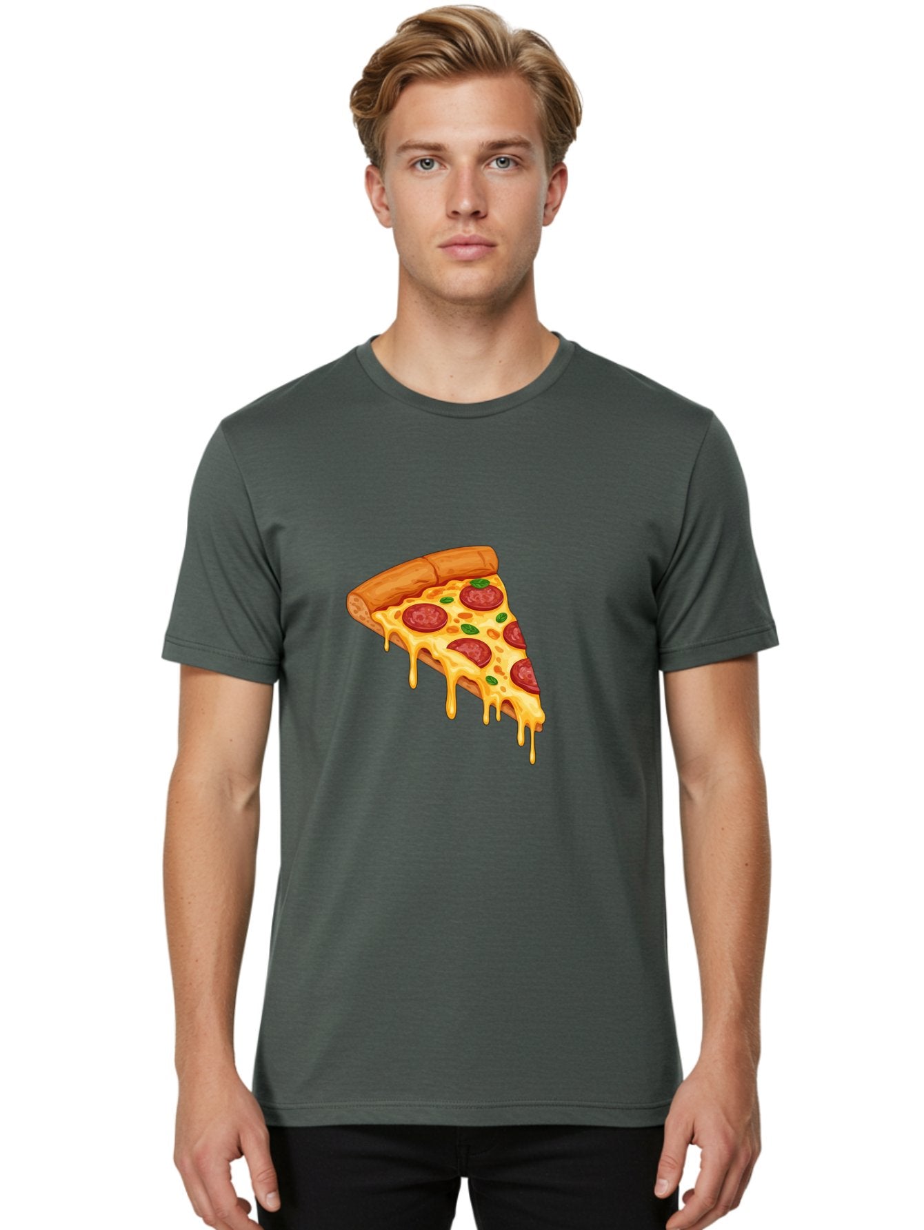Pepperoni-Pizza-Slice-10 Men'S Graphic Tee, 100% Cotton, Comfortable Casual Summer Wear, Machine Washable, Pepperoni Pizza, Cheesy Goodness, Gooey Cheese, Savory Delight, Italian Cuisine, Melted Mozzarella, Fresh Basil, Spicy Pepperoni, Bac220 26