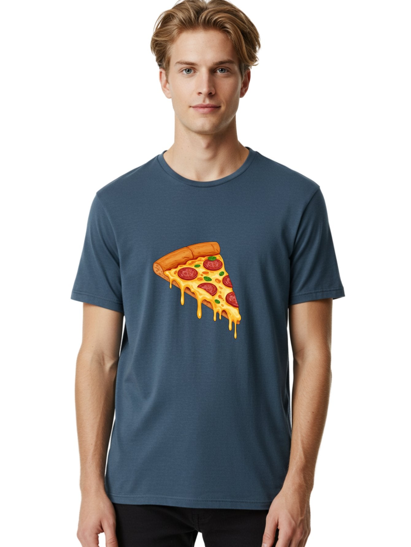 Pepperoni-Pizza-Slice-10 Men'S Graphic Tee, 100% Cotton, Comfortable Casual Summer Wear, Machine Washable, Pepperoni Pizza, Cheesy Goodness, Gooey Cheese, Savory Delight, Italian Cuisine, Melted Mozzarella, Fresh Basil, Spicy Pepperoni, Bac220 16