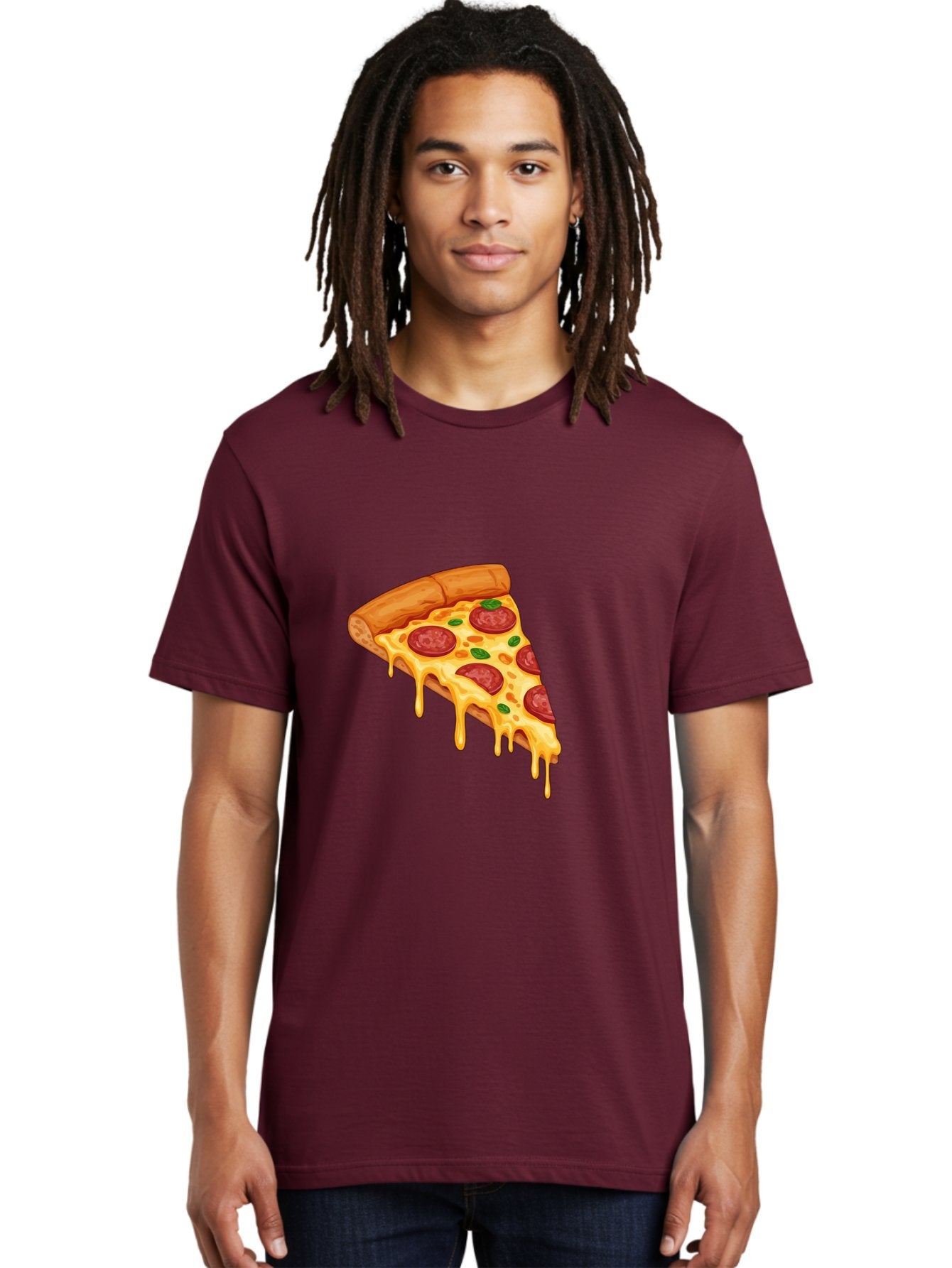 Pepperoni-Pizza-Slice-10 Men'S Graphic Tee, 100% Cotton, Comfortable Casual Summer Wear, Machine Washable, Pepperoni Pizza, Cheesy Goodness, Gooey Cheese, Savory Delight, Italian Cuisine, Melted Mozzarella, Fresh Basil, Spicy Pepperoni, Bac220 30