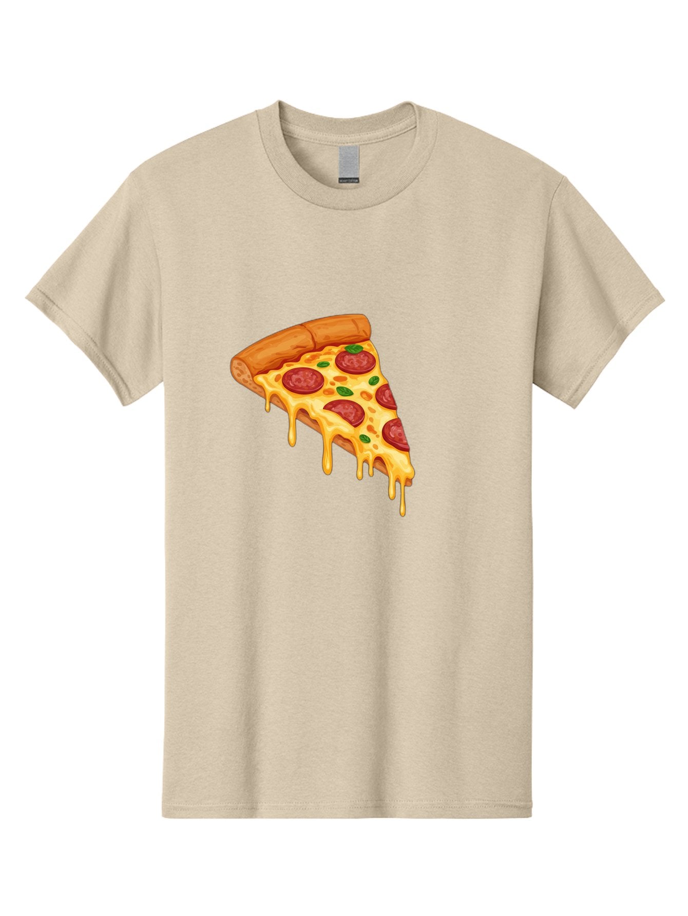 Pepperoni-Pizza-Slice-10 Men'S Graphic Tee, 100% Cotton, Comfortable Casual Summer Wear, Machine Washable, Pepperoni Pizza, Cheesy Goodness, Gooey Cheese, Savory Delight, Italian Cuisine, Melted Mozzarella, Fresh Basil, Spicy Pepperoni, Bac220