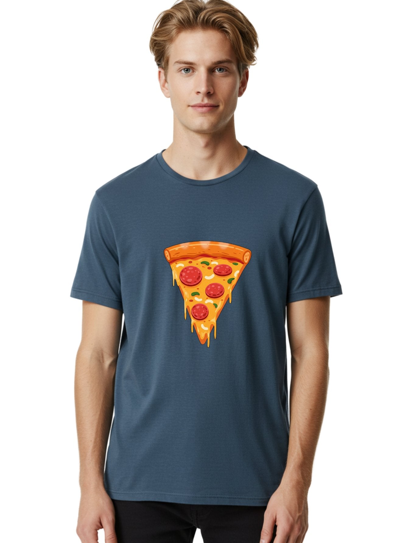 Pepperoni-Pizza-Slice-12 Men'S Graphic Tee, 100% Cotton, Comfortable Casual Summer Wear, Machine Washable, Pepperoni Pizza, Pizza Slice, Cheesy Goodness, Melted Mozzarella, Savory Toppings, Italian Cuisine, Delicious Food, Tasty Treat, Bac222 23