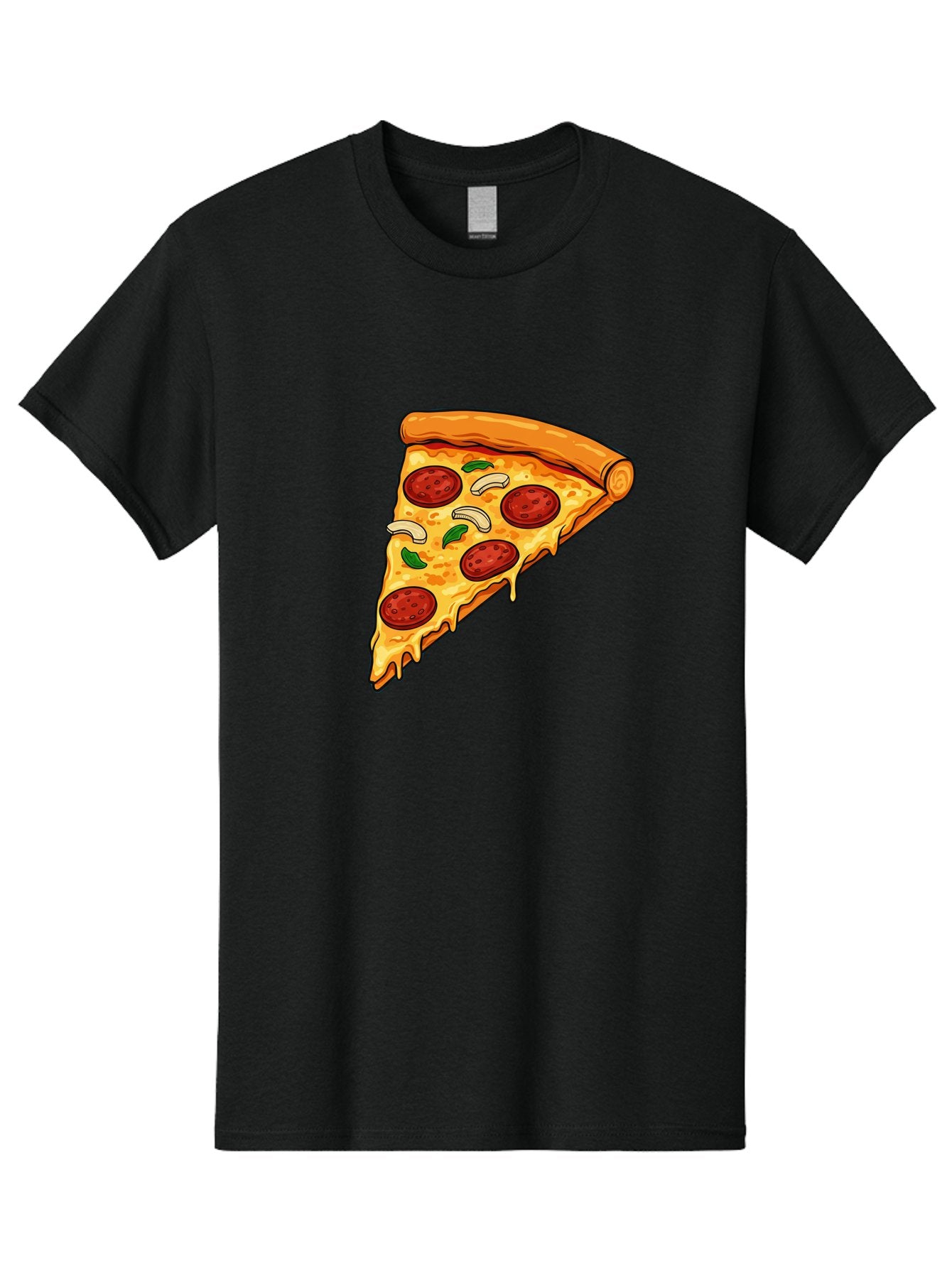 Pepperoni-Pizza-Slice-13 Men'S Graphic Tee, 100% Cotton, Comfortable Casual Summer Wear, Machine Washable, Cheesy Pizza Slice, Pepperoni Pizza, Melting Cheese, Crusty Edge, Fresh Basil Leaves, Savory Toppings, Italian Cuisine, Delicious Food, Bac223