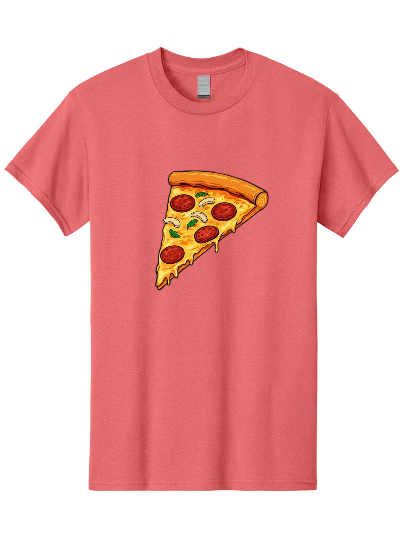 Pepperoni-Pizza-Slice-13 Men'S Graphic Tee, 100% Cotton, Comfortable Casual Summer Wear, Machine Washable, Cheesy Pizza Slice, Pepperoni Pizza, Melting Cheese, Crusty Edge, Fresh Basil Leaves, Savory Toppings, Italian Cuisine, Delicious Food, Bac223 4