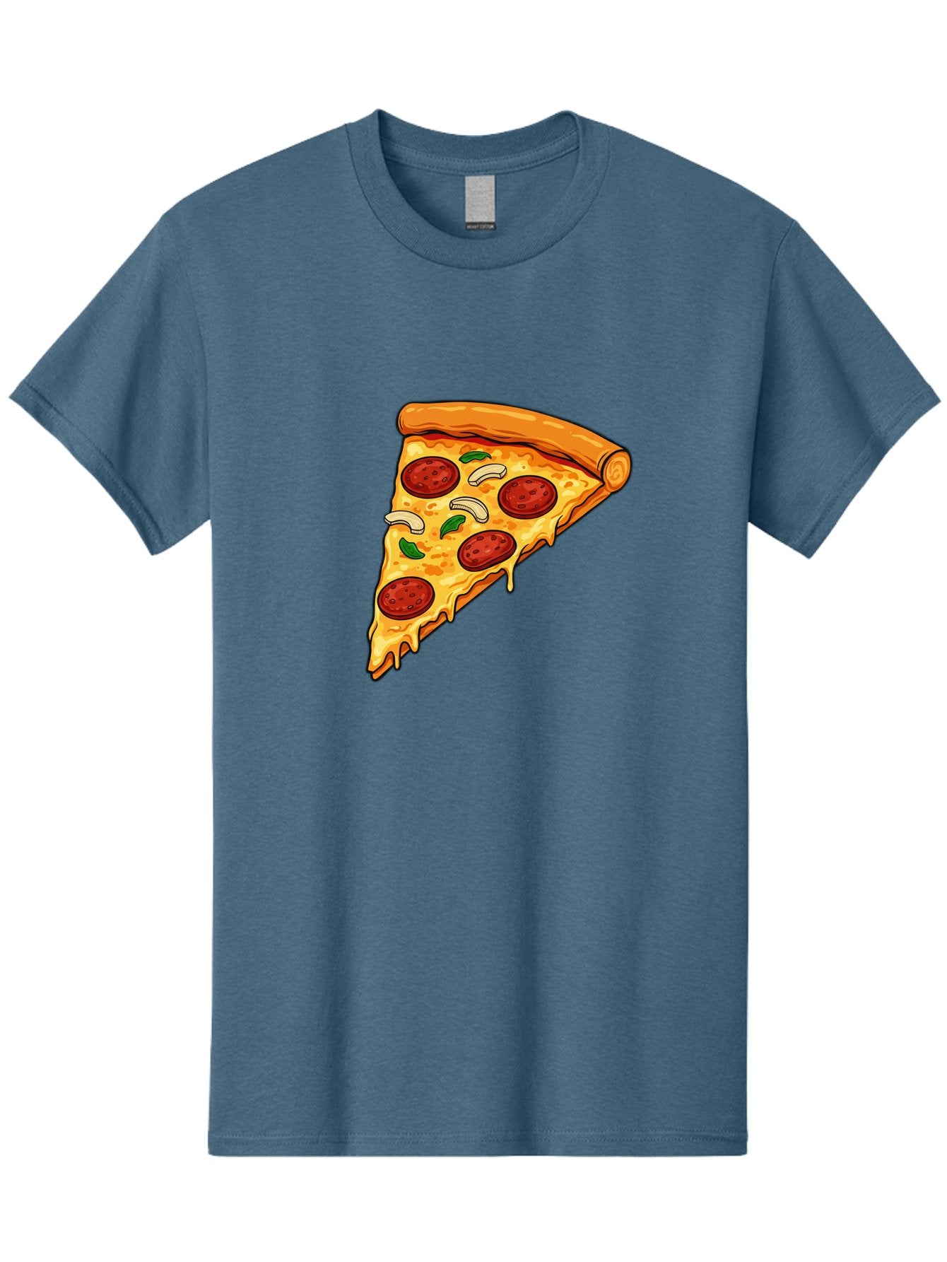 Pepperoni-Pizza-Slice-13 Men'S Graphic Tee, 100% Cotton, Comfortable Casual Summer Wear, Machine Washable, Cheesy Pizza Slice, Pepperoni Pizza, Melting Cheese, Crusty Edge, Fresh Basil Leaves, Savory Toppings, Italian Cuisine, Delicious Food, Bac223
