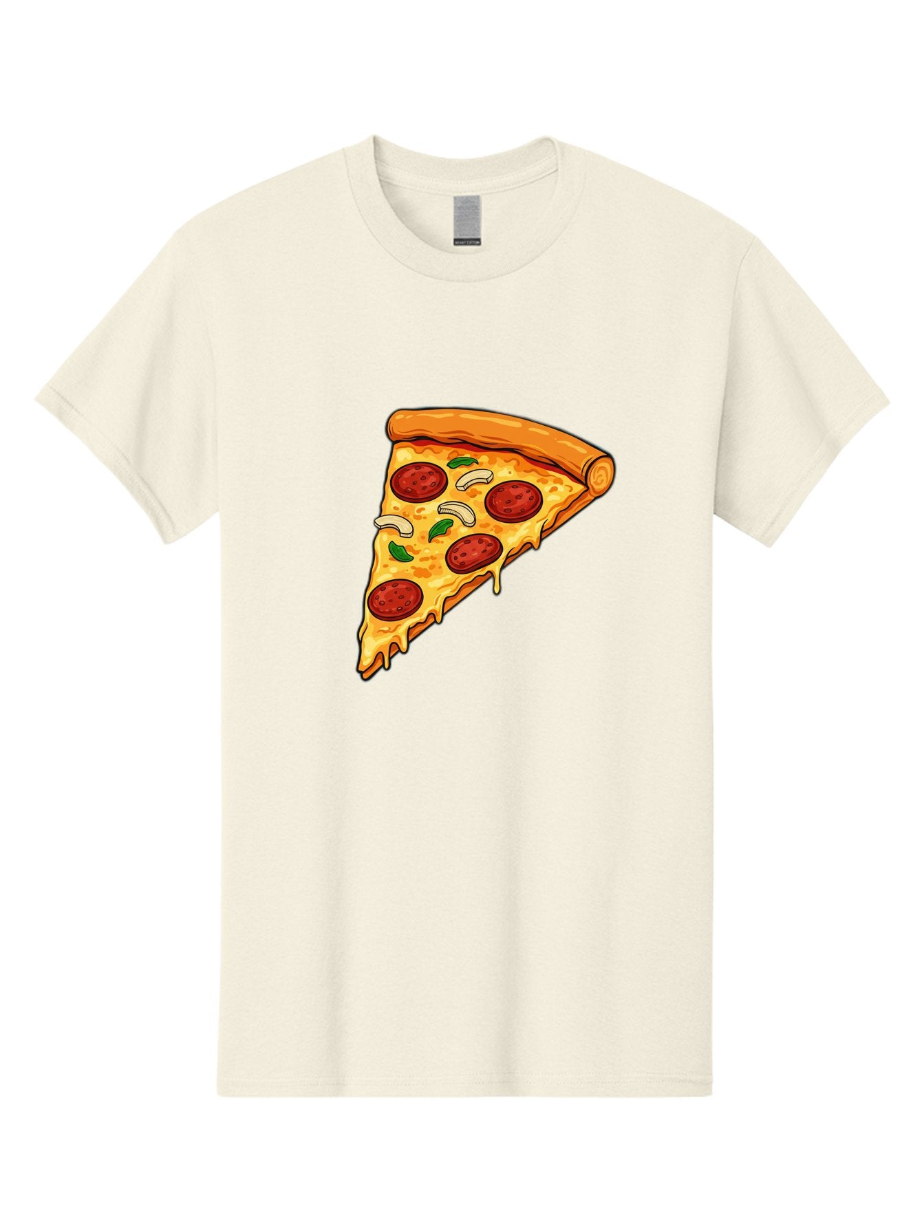 Pepperoni-Pizza-Slice-13 Men'S Graphic Tee, 100% Cotton, Comfortable Casual Summer Wear, Machine Washable, Cheesy Pizza Slice, Pepperoni Pizza, Melting Cheese, Crusty Edge, Fresh Basil Leaves, Savory Toppings, Italian Cuisine, Delicious Food, Bac223 3