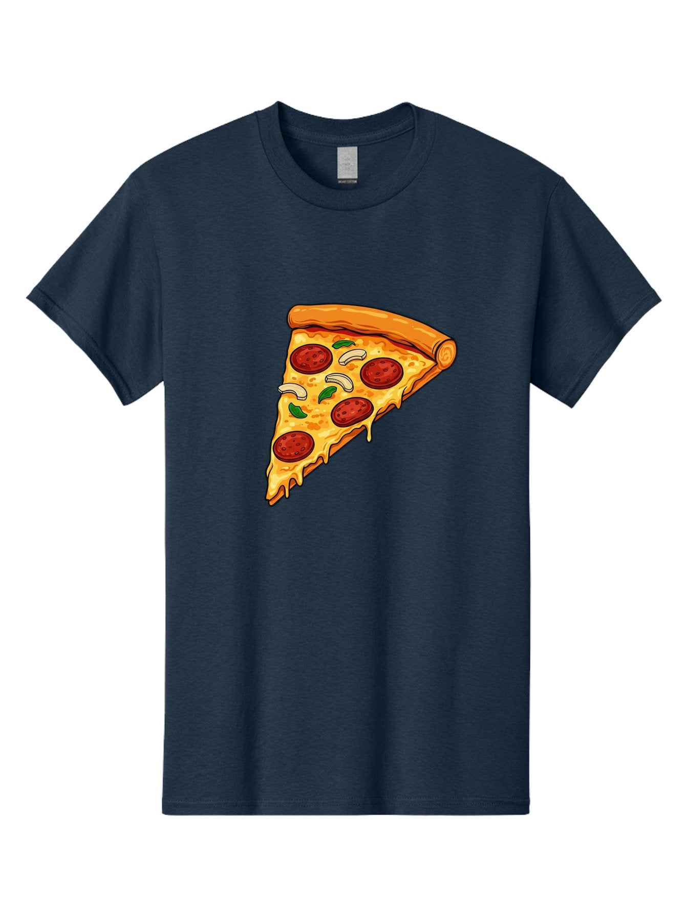 Pepperoni-Pizza-Slice-13 Men'S Graphic Tee, 100% Cotton, Comfortable Casual Summer Wear, Machine Washable, Cheesy Pizza Slice, Pepperoni Pizza, Melting Cheese, Crusty Edge, Fresh Basil Leaves, Savory Toppings, Italian Cuisine, Delicious Food, Bac223 5