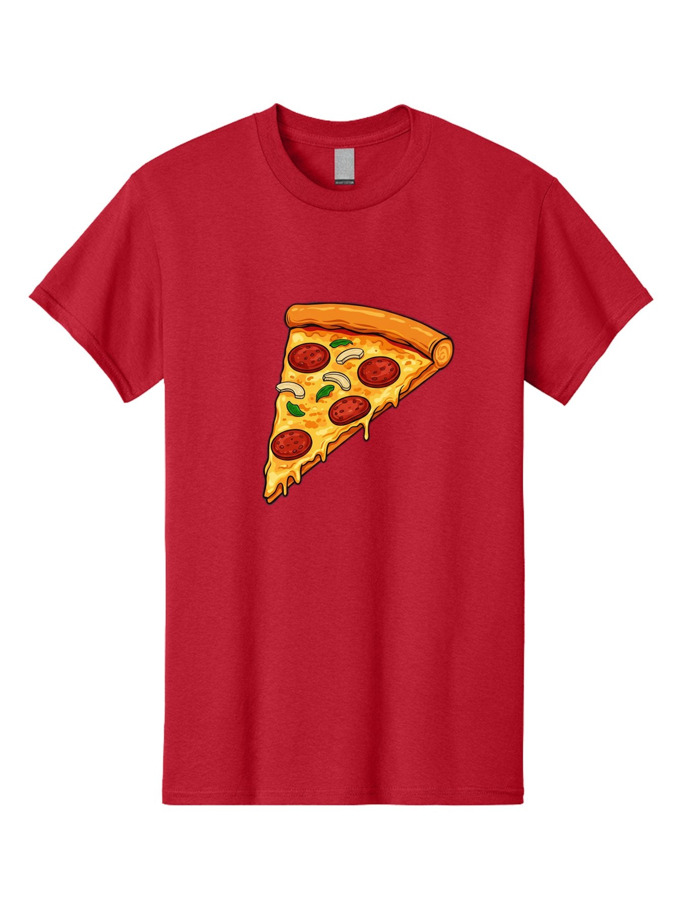 Pepperoni-Pizza-Slice-13 Men'S Graphic Tee, 100% Cotton, Comfortable Casual Summer Wear, Machine Washable, Cheesy Pizza Slice, Pepperoni Pizza, Melting Cheese, Crusty Edge, Fresh Basil Leaves, Savory Toppings, Italian Cuisine, Delicious Food, Bac223 15