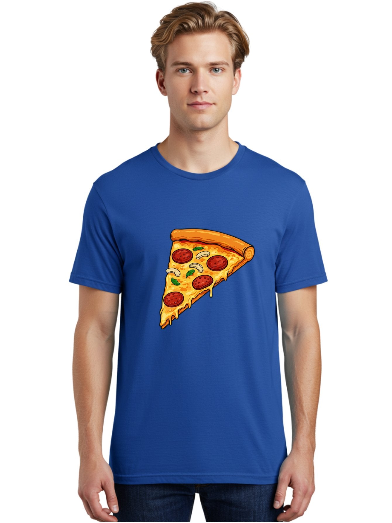 Pepperoni-Pizza-Slice-13 Men'S Graphic Tee, 100% Cotton, Comfortable Casual Summer Wear, Machine Washable, Cheesy Pizza Slice, Pepperoni Pizza, Melting Cheese, Crusty Edge, Fresh Basil Leaves, Savory Toppings, Italian Cuisine, Delicious Food, Bac223 27
