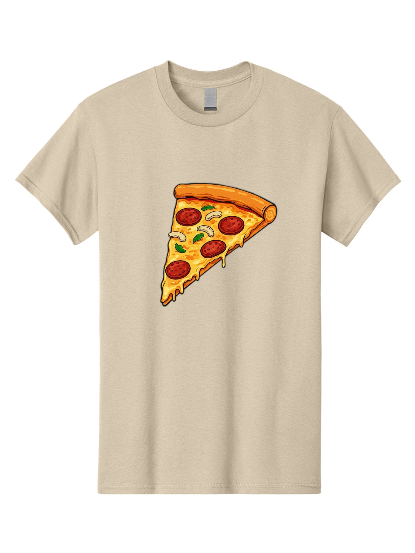 Pepperoni-Pizza-Slice-13 Men'S Graphic Tee, 100% Cotton, Comfortable Casual Summer Wear, Machine Washable, Cheesy Pizza Slice, Pepperoni Pizza, Melting Cheese, Crusty Edge, Fresh Basil Leaves, Savory Toppings, Italian Cuisine, Delicious Food, Bac223 9