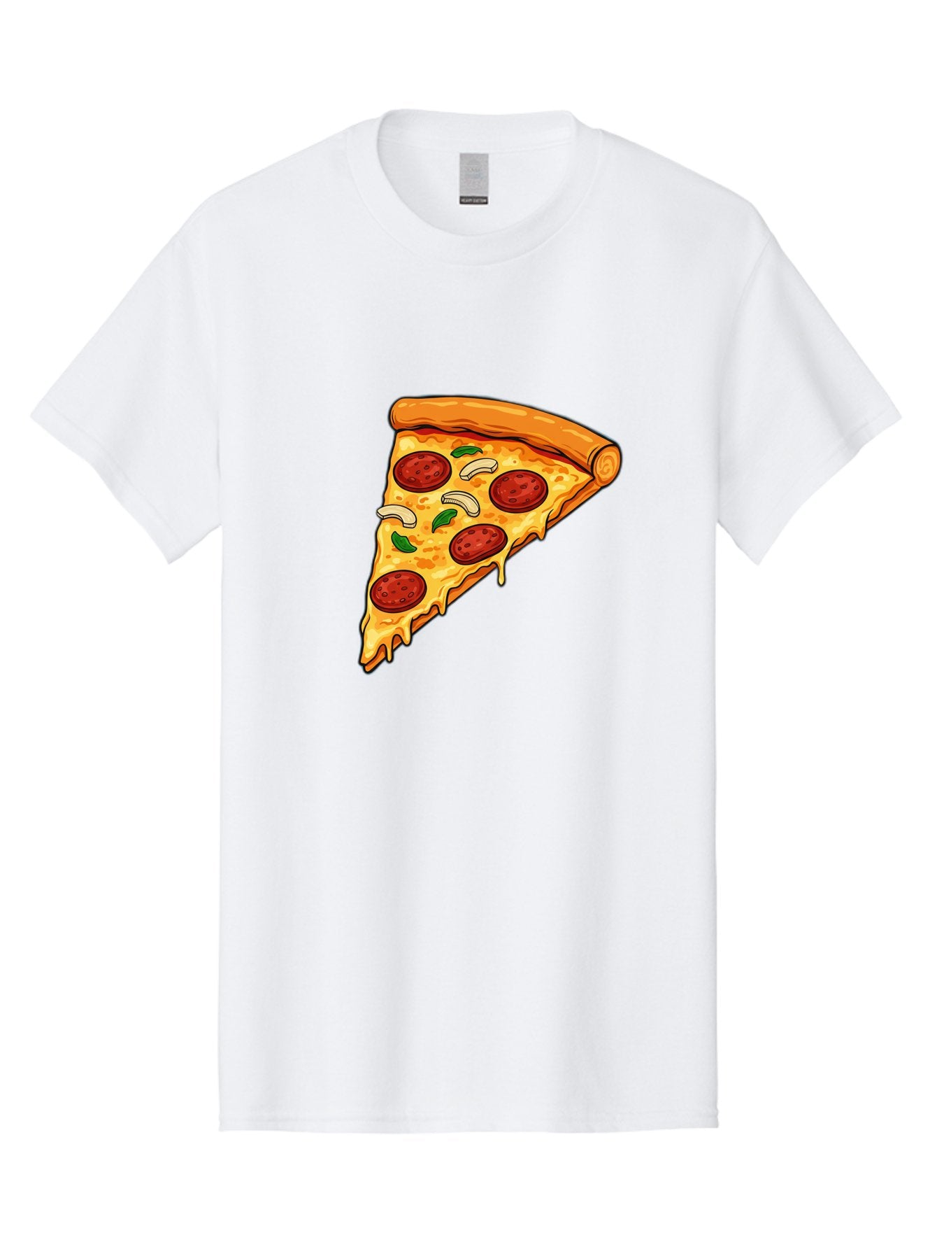 Pepperoni-Pizza-Slice-13 Men'S Graphic Tee, 100% Cotton, Comfortable Casual Summer Wear, Machine Washable, Cheesy Pizza Slice, Pepperoni Pizza, Melting Cheese, Crusty Edge, Fresh Basil Leaves, Savory Toppings, Italian Cuisine, Delicious Food, Bac223 14
