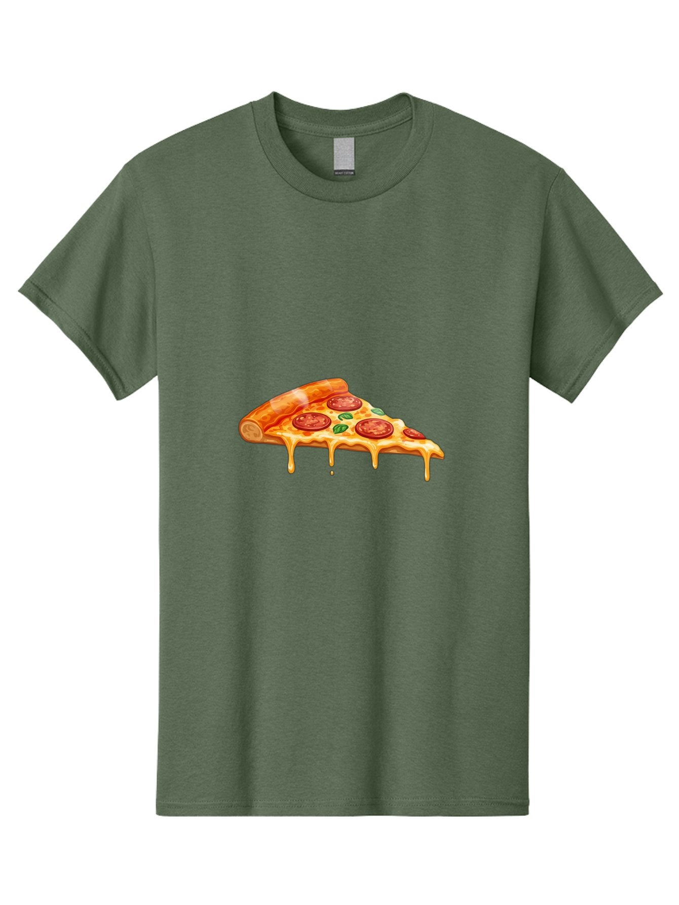 Pepperoni-Pizza-Slice-14 Men'S Graphic Tee, 100% Cotton, Comfortable Casual Summer Wear, Machine Washable, Cheesy Pepperoni Pizza, Melted Mozzarella, Spicy Pepperoni Slices, Fresh Basil Leaves, Italian Cuisine, Pizza Lover, Foodie Delight, Bac224 14