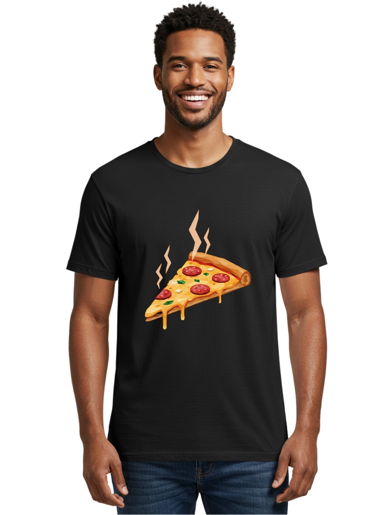 Pepperoni-Pizza-Slice-15 Men'S Graphic Tee, 100% Cotton, Comfortable Casual Summer Wear, Machine Washable, Pepperoni Pizza Slice, Melting Cheese, Green Peppers, Mozzarella, Hot, Fresh, Savory, Italian Cuisine, Melted Mozzarella, Gooey Cheese, Bac225 19