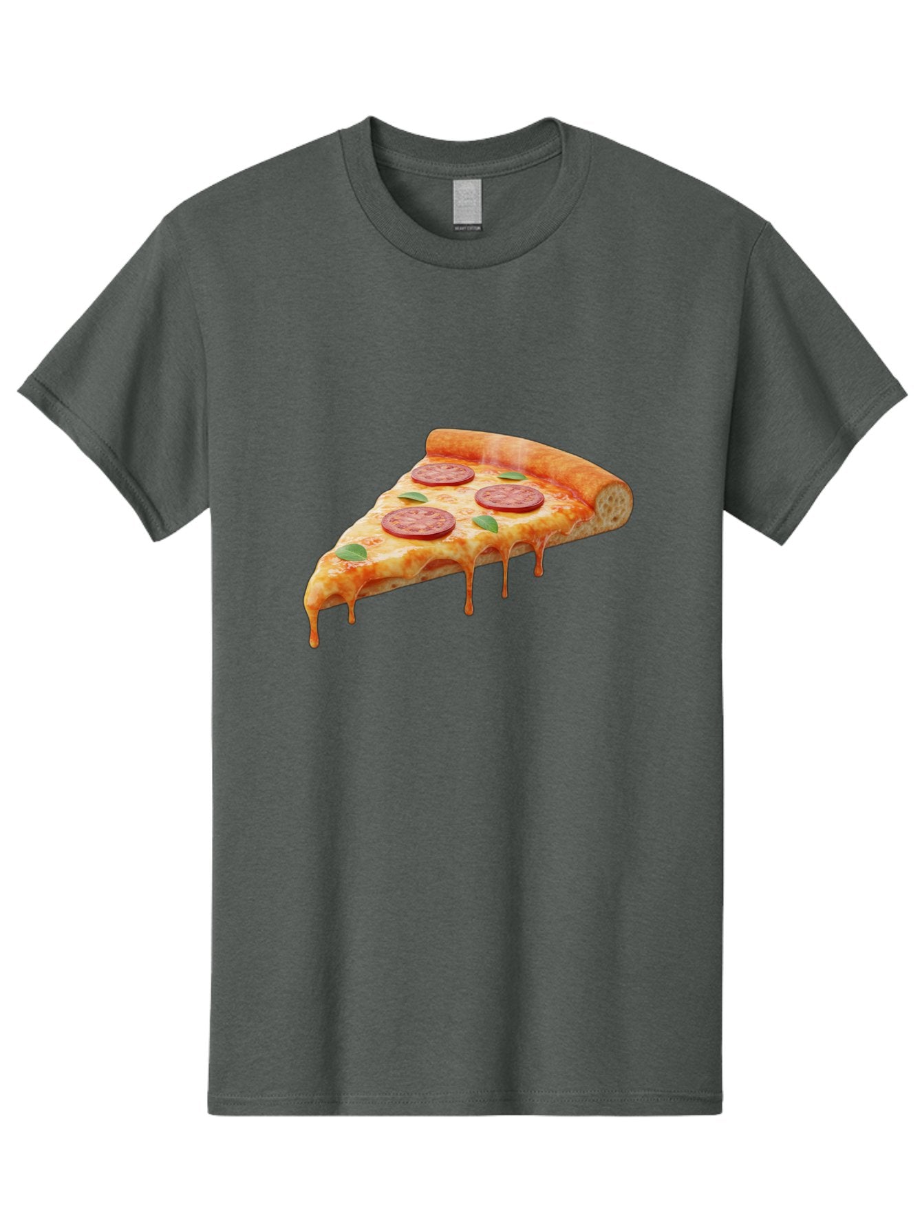 Pepperoni-Pizza-Slice-16 Men'S Graphic Tee, 100% Cotton, Comfortable Casual Summer Wear, Machine Washable, Pepperoni Pizza, Pizza Slice, Melting Cheese, Pepperoni Toppings, Basil Leaves, Italian Food, Savory Delight, Tasty Treat, Bac226