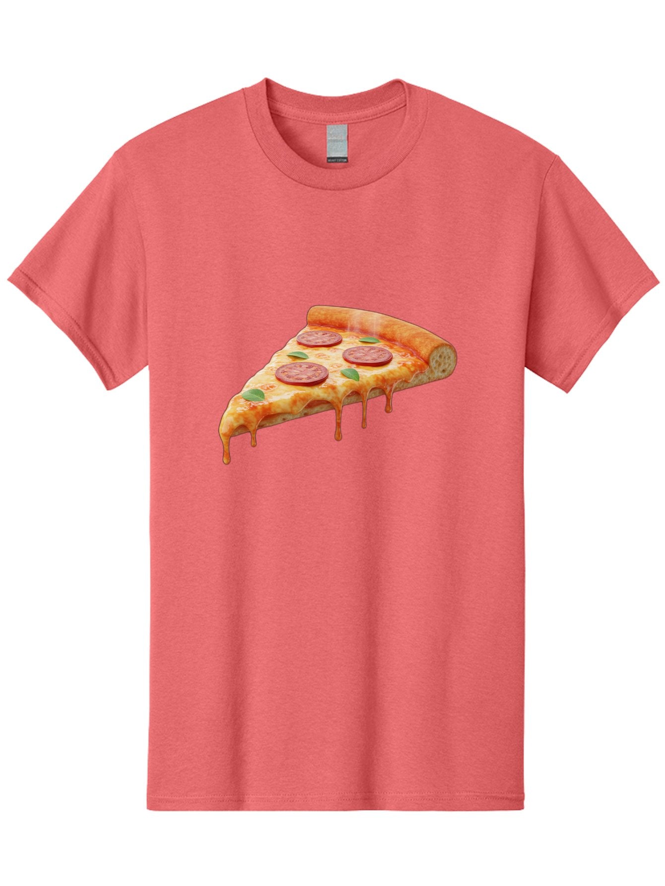 Pepperoni-Pizza-Slice-16 Men'S Graphic Tee, 100% Cotton, Comfortable Casual Summer Wear, Machine Washable, Pepperoni Pizza, Pizza Slice, Melting Cheese, Pepperoni Toppings, Basil Leaves, Italian Food, Savory Delight, Tasty Treat, Bac226
