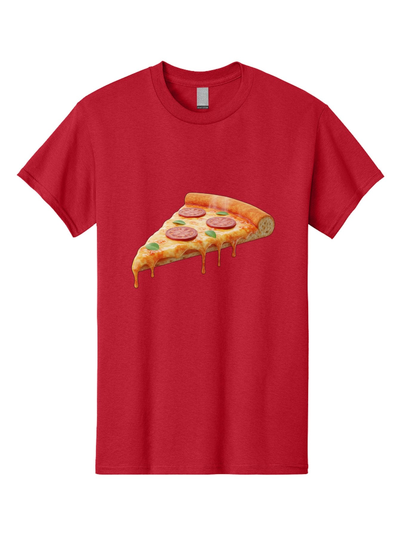Pepperoni-Pizza-Slice-16 Men'S Graphic Tee, 100% Cotton, Comfortable Casual Summer Wear, Machine Washable, Pepperoni Pizza, Pizza Slice, Melting Cheese, Pepperoni Toppings, Basil Leaves, Italian Food, Savory Delight, Tasty Treat, Bac226 3