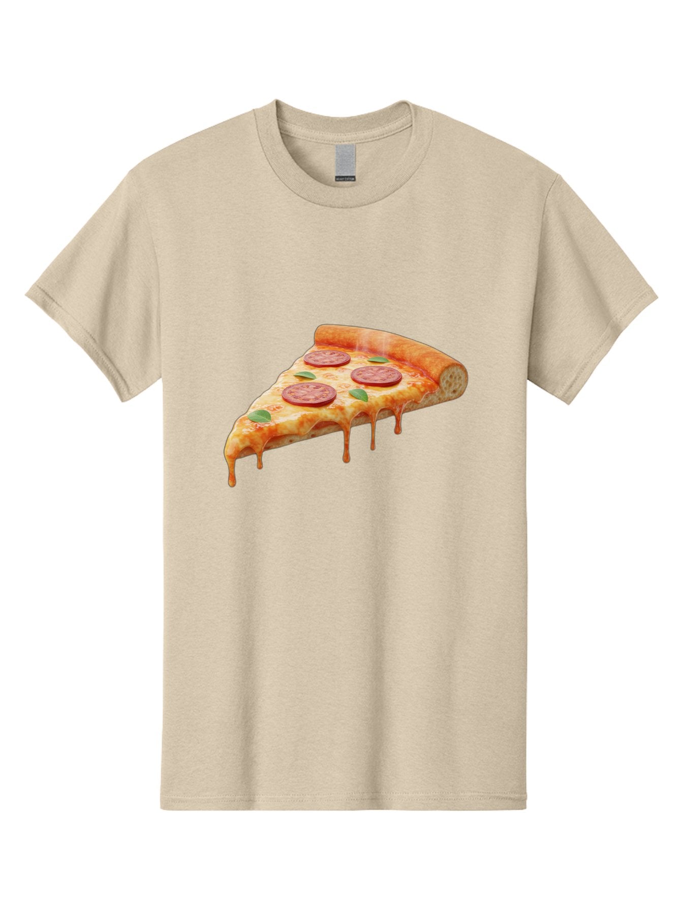 Pepperoni-Pizza-Slice-16 Men'S Graphic Tee, 100% Cotton, Comfortable Casual Summer Wear, Machine Washable, Pepperoni Pizza, Pizza Slice, Melting Cheese, Pepperoni Toppings, Basil Leaves, Italian Food, Savory Delight, Tasty Treat, Bac226 4
