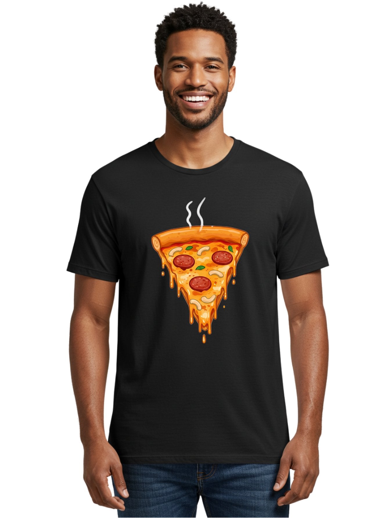 Pepperoni-Pizza-Slice-18 Men'S Graphic Tee, 100% Cotton, Comfortable Casual Summer Wear, Machine Washable, Cheesy Pizza Slice, Pepperoni Pizza, Melted Cheese, Hot Pizza, Fresh Basil, Pepperoni Slices, Steaming Pizza, Tasty Topping, Pizza Lover Bac228 26