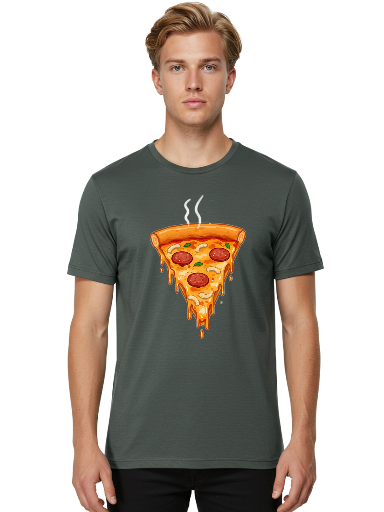 Pepperoni-Pizza-Slice-18 Men'S Graphic Tee, 100% Cotton, Comfortable Casual Summer Wear, Machine Washable, Cheesy Pizza Slice, Pepperoni Pizza, Melted Cheese, Hot Pizza, Fresh Basil, Pepperoni Slices, Steaming Pizza, Tasty Topping, Pizza Lover Bac228 19