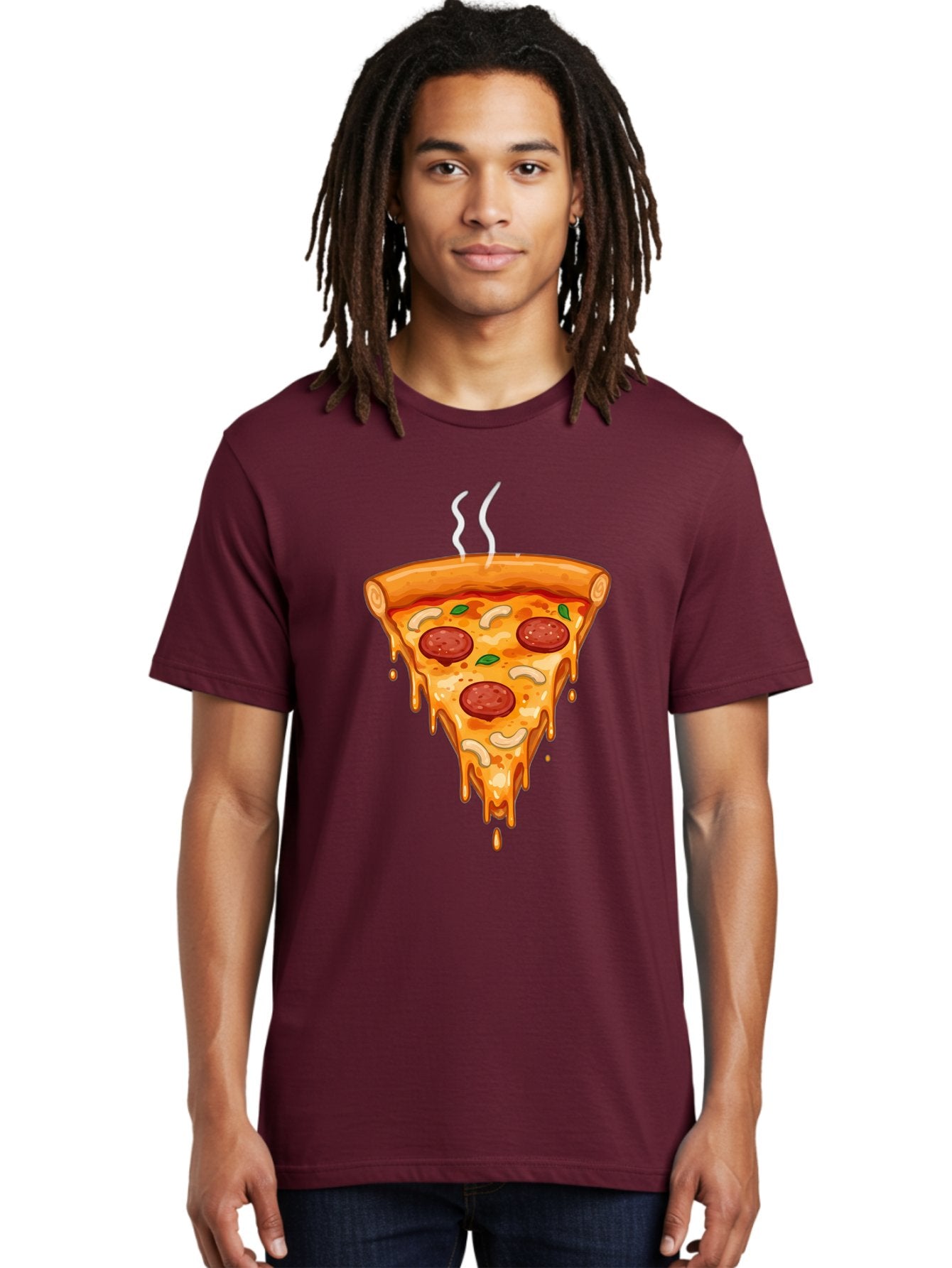 Pepperoni-Pizza-Slice-18 Men'S Graphic Tee, 100% Cotton, Comfortable Casual Summer Wear, Machine Washable, Cheesy Pizza Slice, Pepperoni Pizza, Melted Cheese, Hot Pizza, Fresh Basil, Pepperoni Slices, Steaming Pizza, Tasty Topping, Pizza Lover Bac228 19