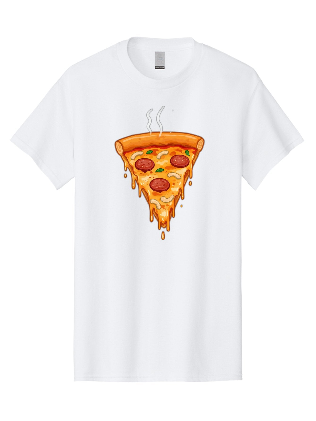 Pepperoni-Pizza-Slice-18 Men'S Graphic Tee, 100% Cotton, Comfortable Casual Summer Wear, Machine Washable, Cheesy Pizza Slice, Pepperoni Pizza, Melted Cheese, Hot Pizza, Fresh Basil, Pepperoni Slices, Steaming Pizza, Tasty Topping, Pizza Lover Bac228
