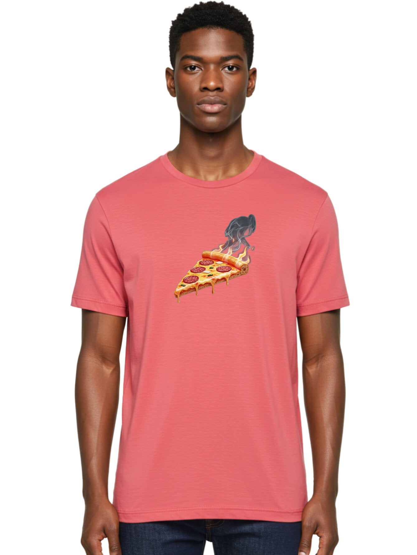 Pepperoni-Pizza-Slice-19 Men'S Graphic Tee, 100% Cotton, Comfortable Casual Summer Wear, Machine Washable, Pepperoni Pizza, Melting Cheese, Fresh Basil, Hot Pizza, Savory Flavors, Italian Cuisine, Pizza Slice, Food Illustration, Pepperoni, Bac229 19