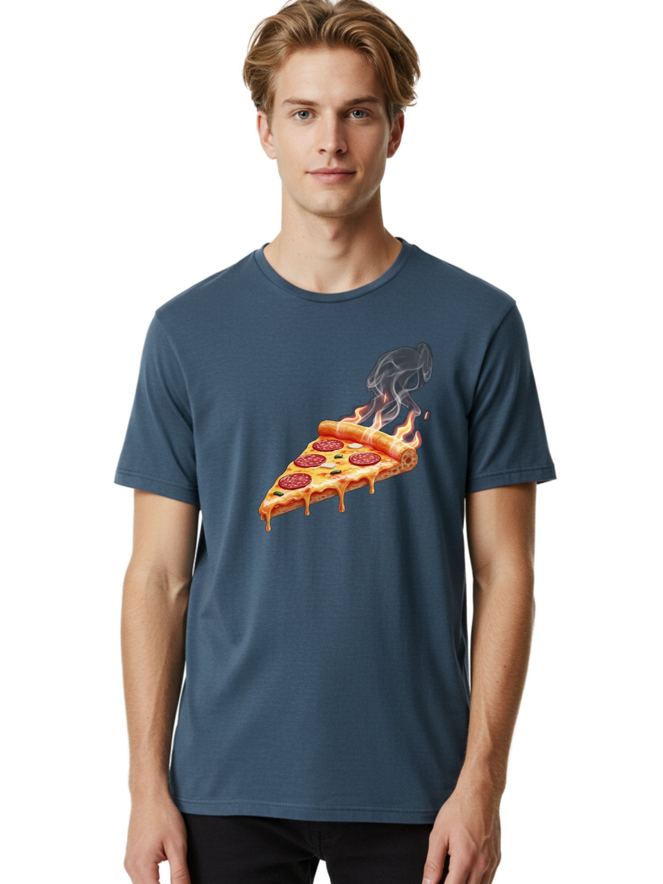 Pepperoni-Pizza-Slice-19 Men'S Graphic Tee, 100% Cotton, Comfortable Casual Summer Wear, Machine Washable, Pepperoni Pizza, Melting Cheese, Fresh Basil, Hot Pizza, Savory Flavors, Italian Cuisine, Pizza Slice, Food Illustration, Pepperoni, Bac229 22