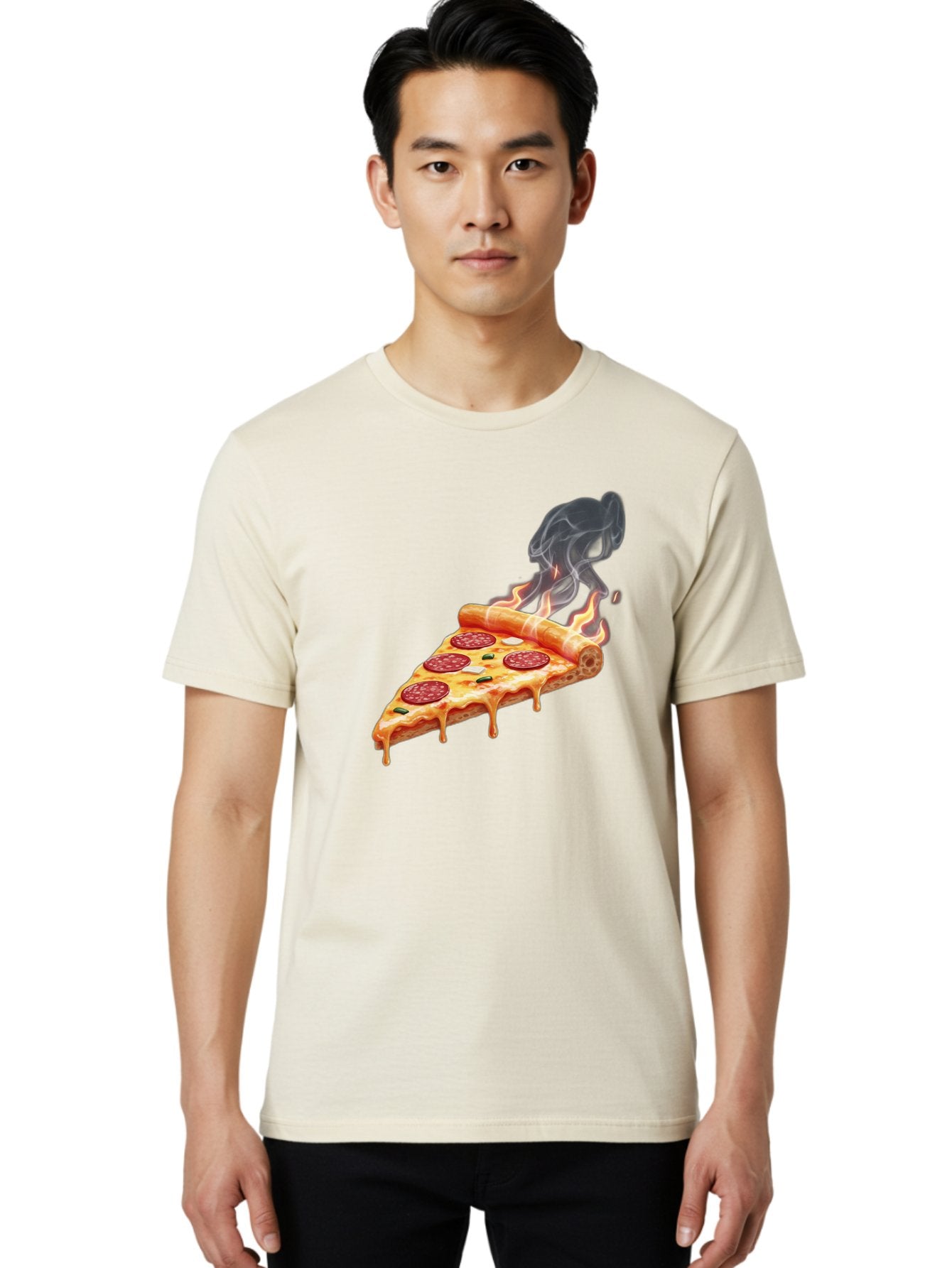 Pepperoni-Pizza-Slice-19 Men'S Graphic Tee, 100% Cotton, Comfortable Casual Summer Wear, Machine Washable, Pepperoni Pizza, Melting Cheese, Fresh Basil, Hot Pizza, Savory Flavors, Italian Cuisine, Pizza Slice, Food Illustration, Pepperoni, Bac229 18