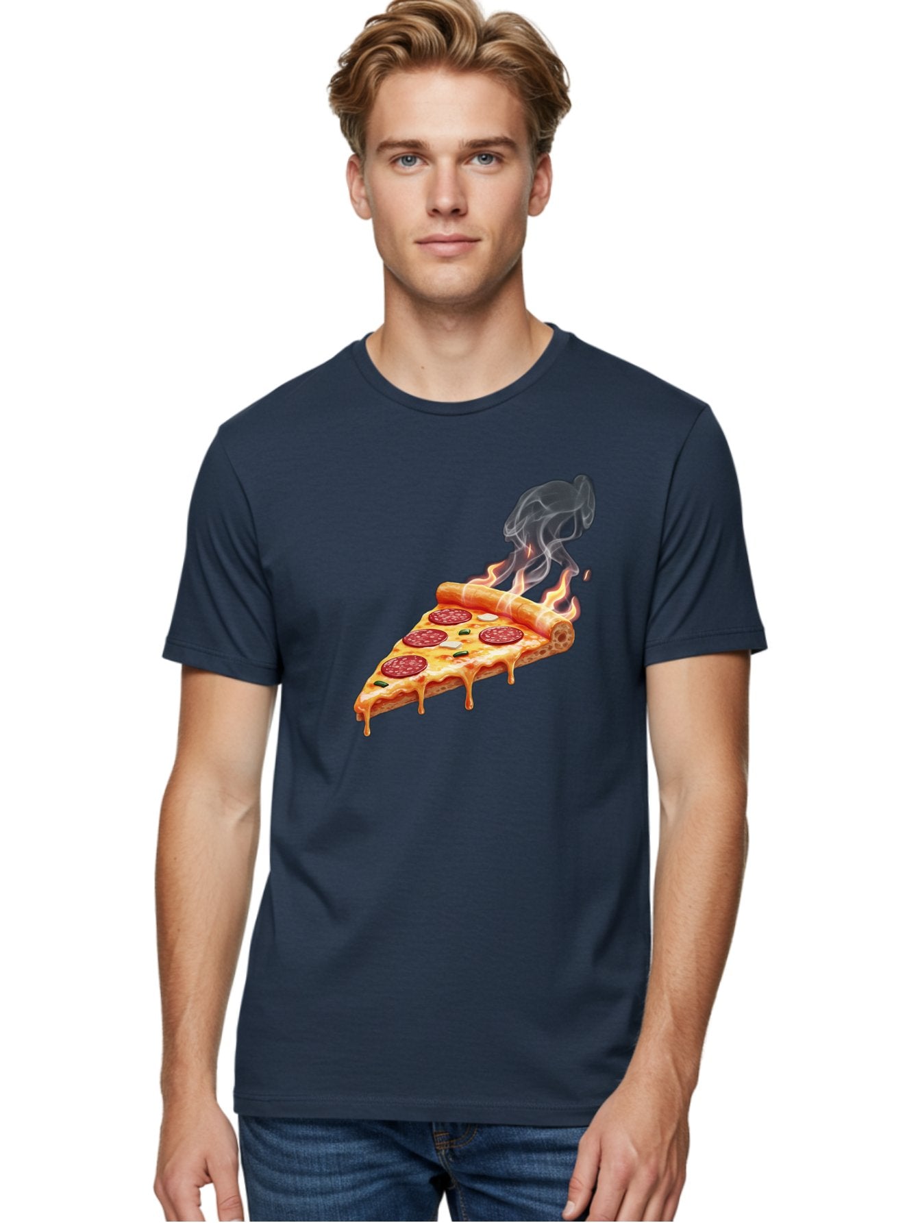 Pepperoni-Pizza-Slice-19 Men'S Graphic Tee, 100% Cotton, Comfortable Casual Summer Wear, Machine Washable, Pepperoni Pizza, Melting Cheese, Fresh Basil, Hot Pizza, Savory Flavors, Italian Cuisine, Pizza Slice, Food Illustration, Pepperoni, Bac229 26